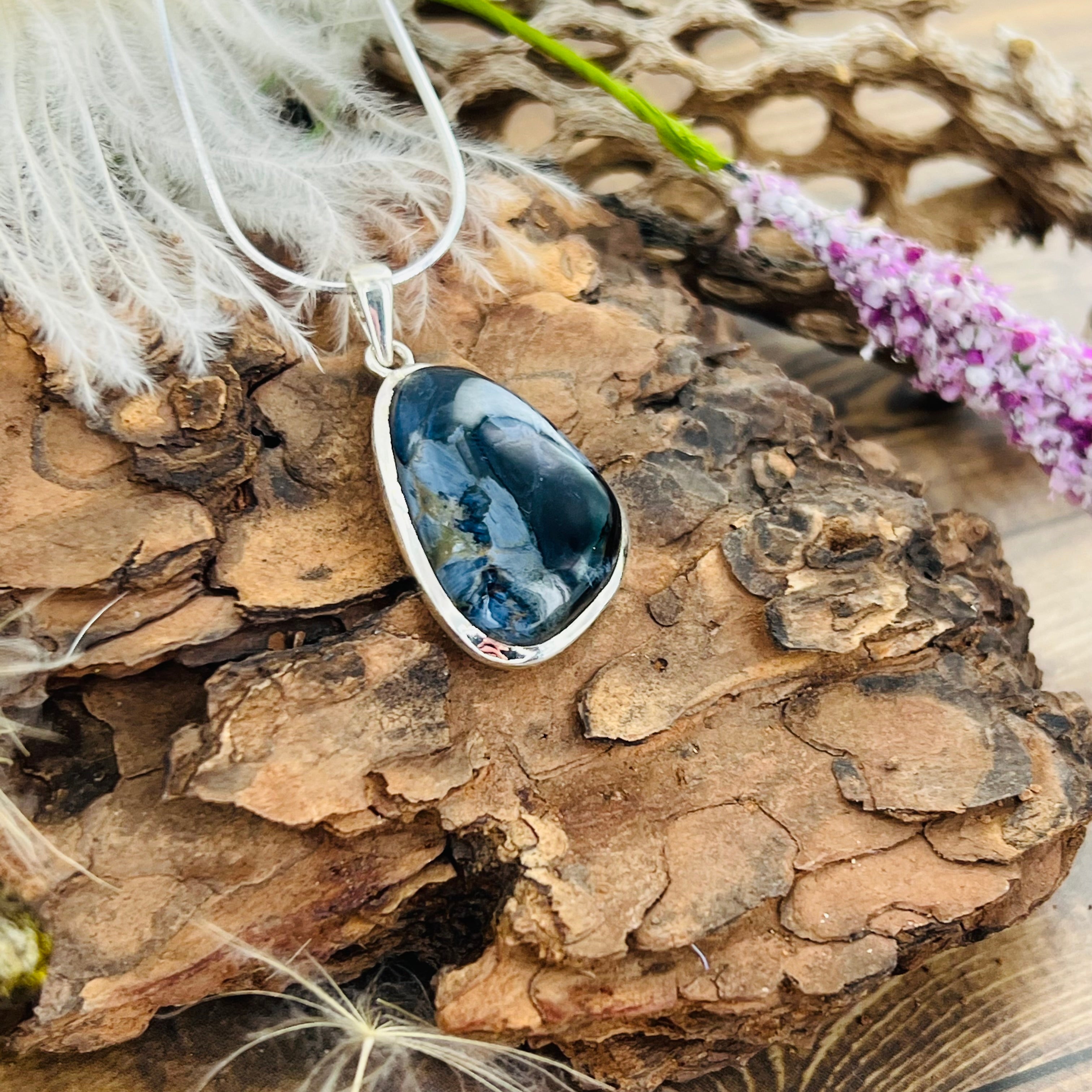 Pietersite Large Triangular Pendant Necklace