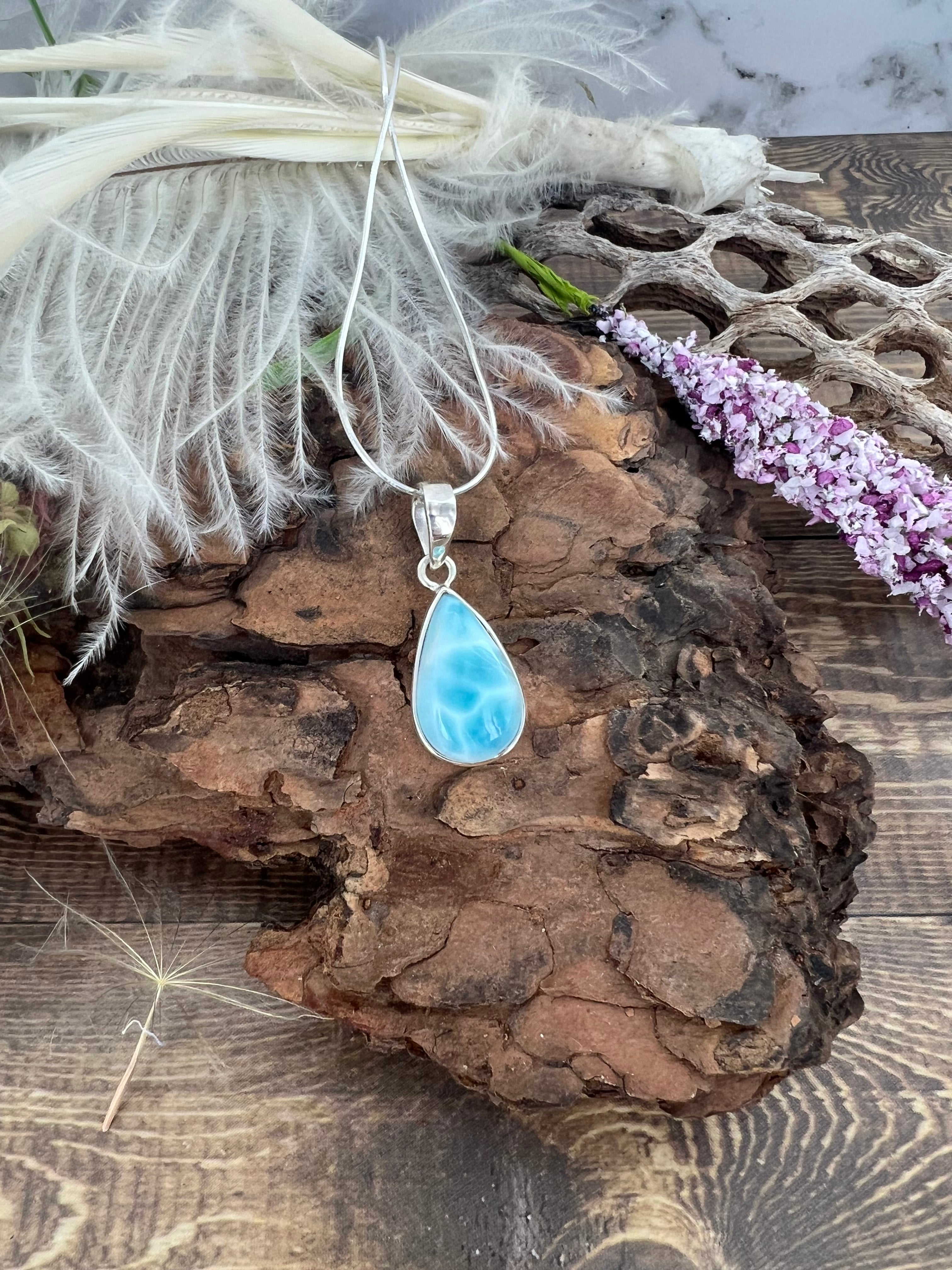 Larimar small Teardrop Pendant Necklace