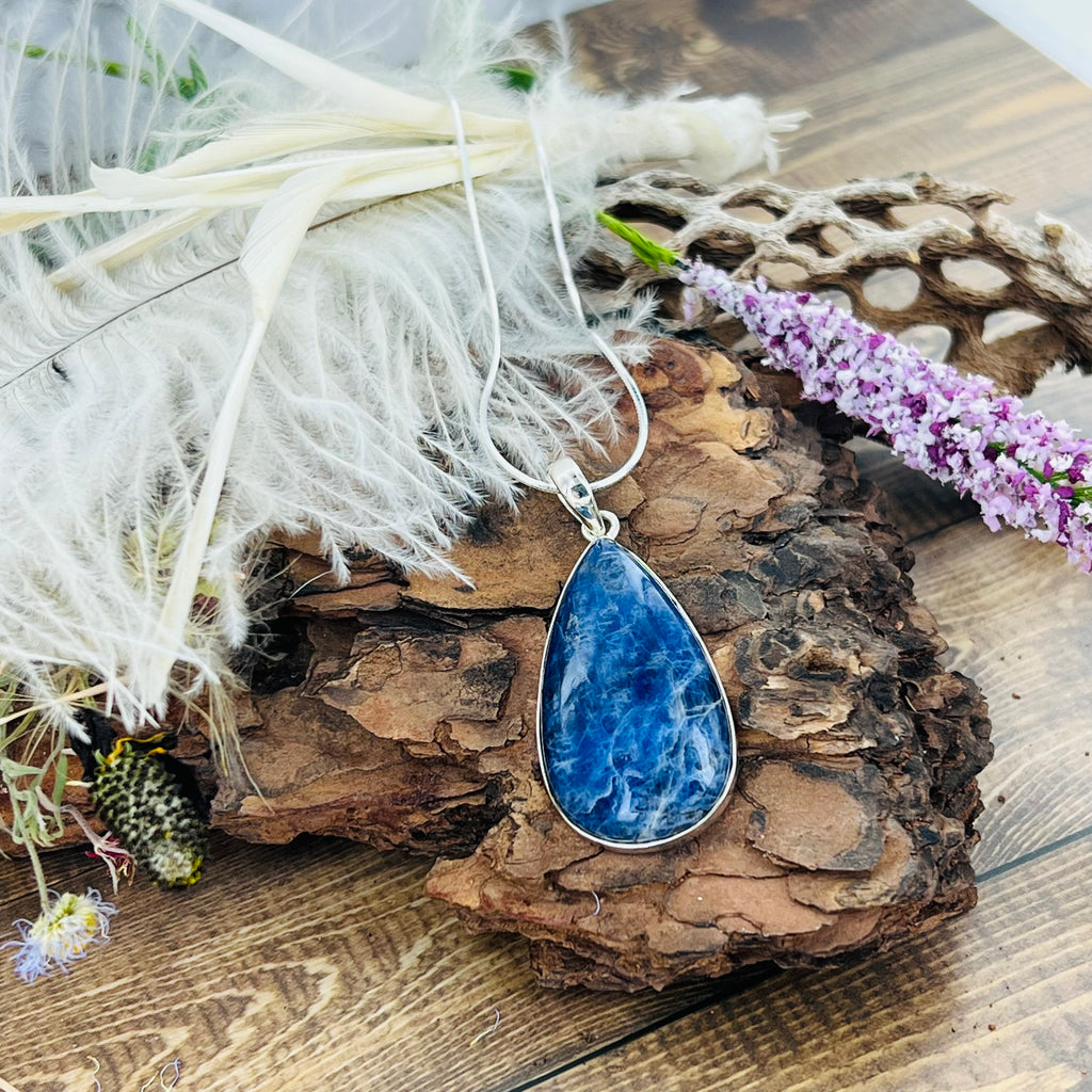 Sodalite Large Teardrop Pendant Necklace