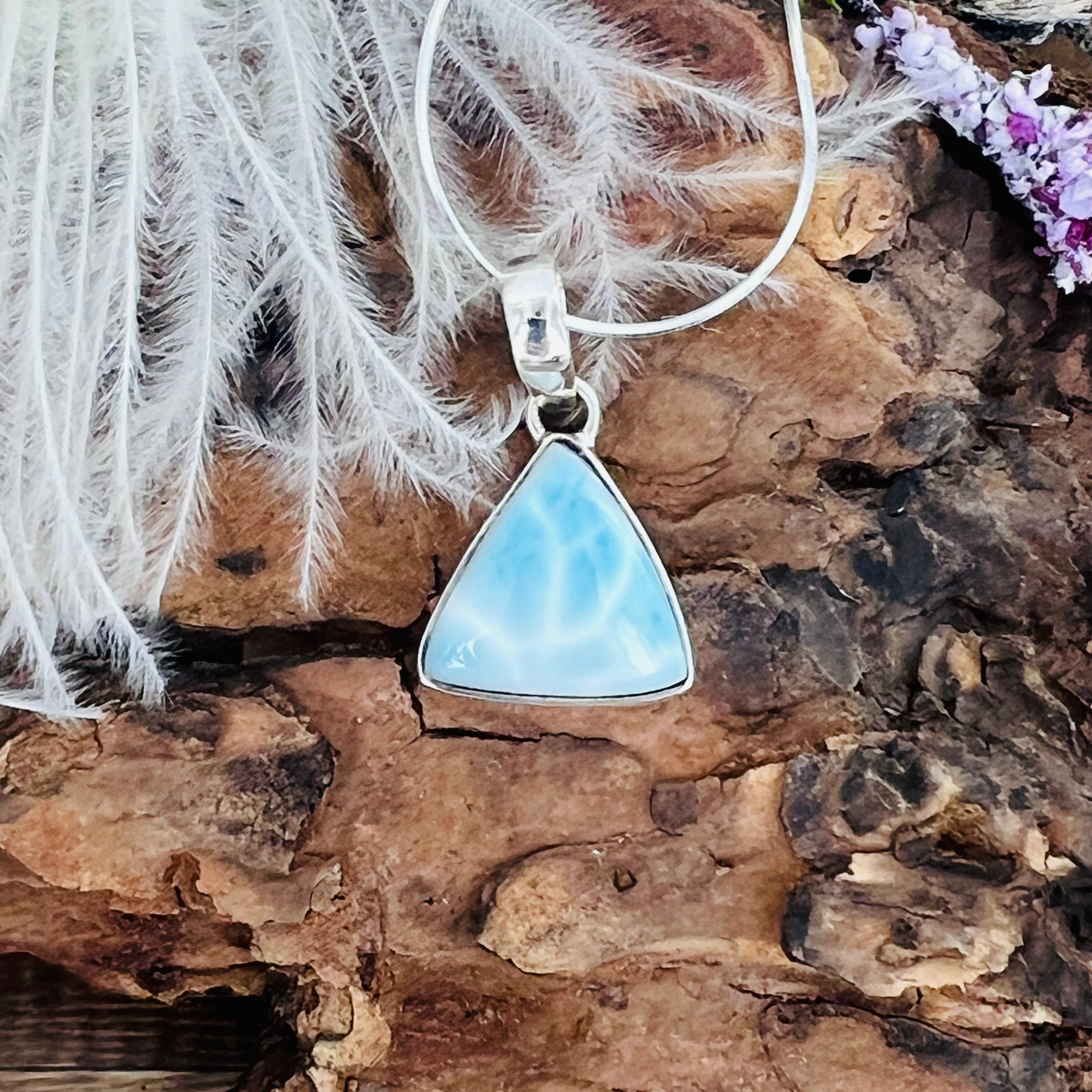 Larimar Small Triangle Pendant Necklace