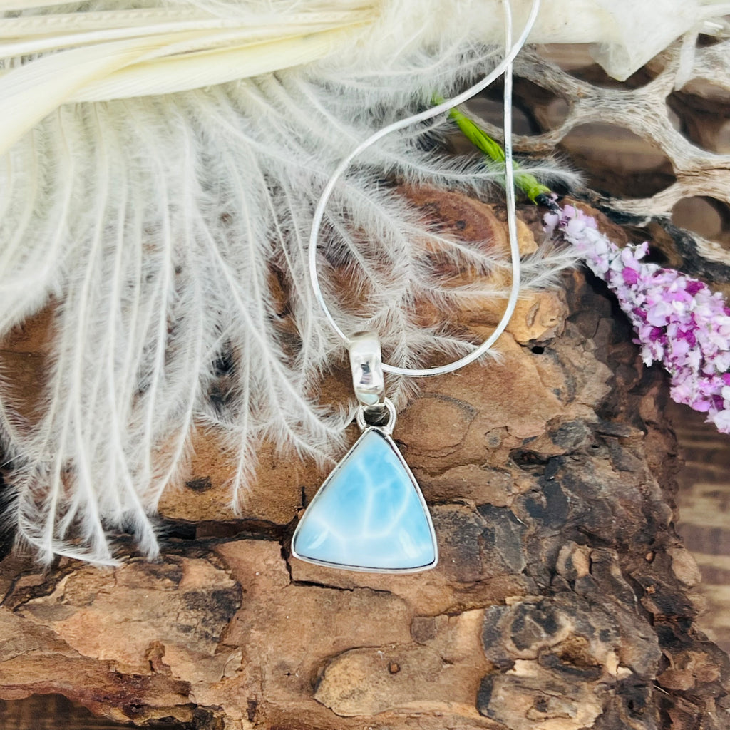 Larimar Small Triangle Pendant Necklace