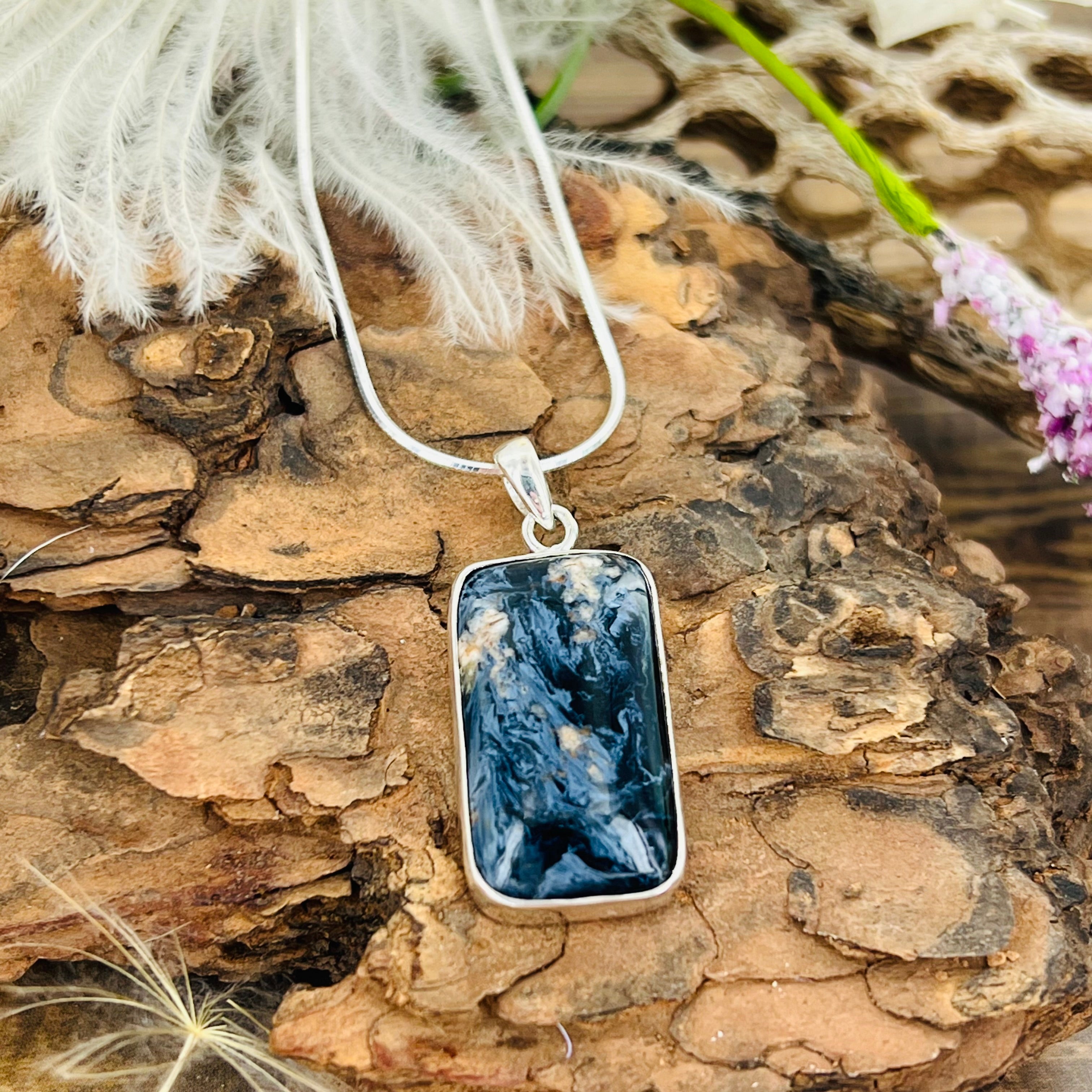 Pietersite Large Rectangular Pendant Necklace