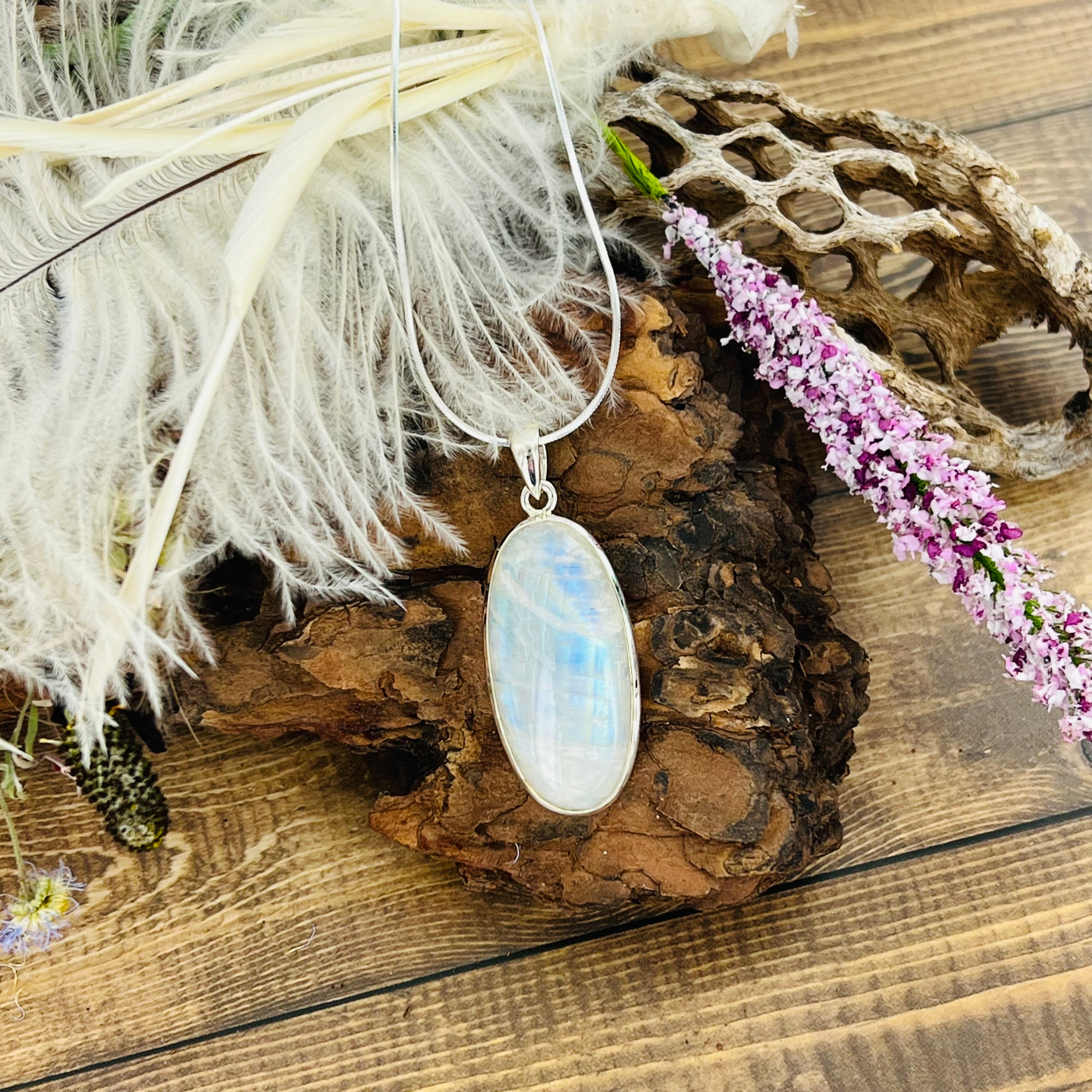 Moonstone Large Oval pendant Necklace