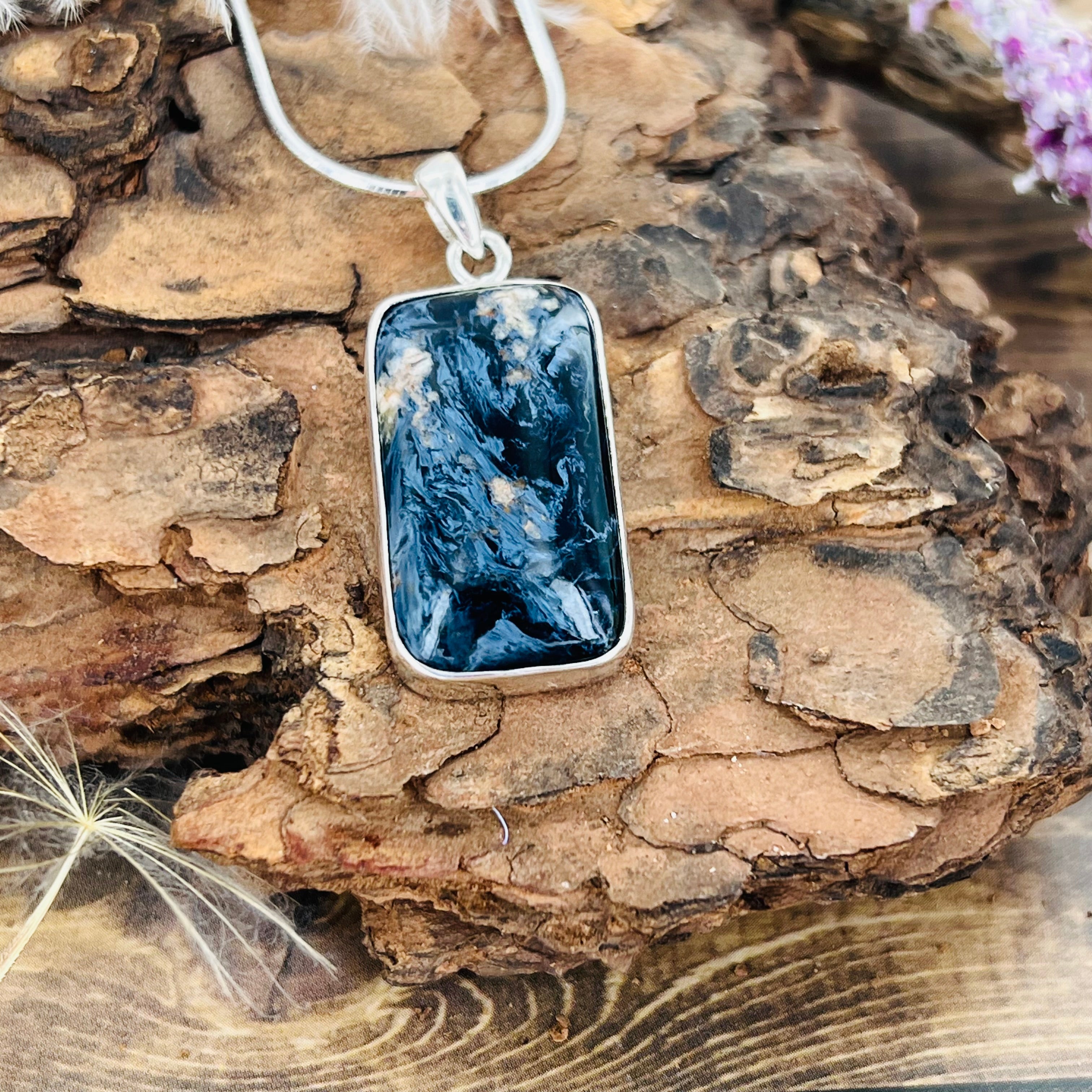 Pietersite Large Rectangular Pendant Necklace