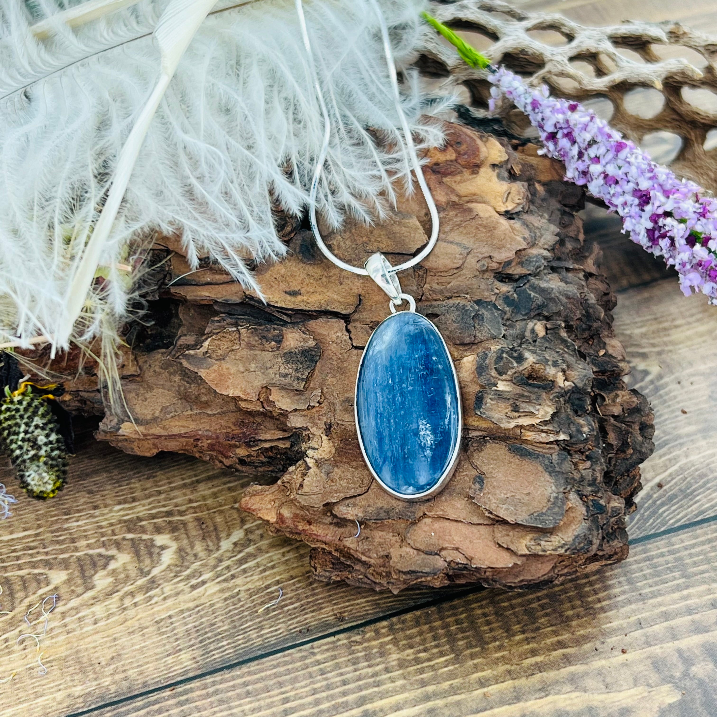 Kyanite Large Oval Pendant Necklace