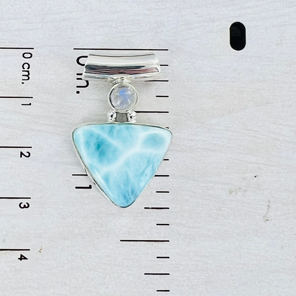 Larimar and Moonstone Triangle Bar Pendant Necklace
