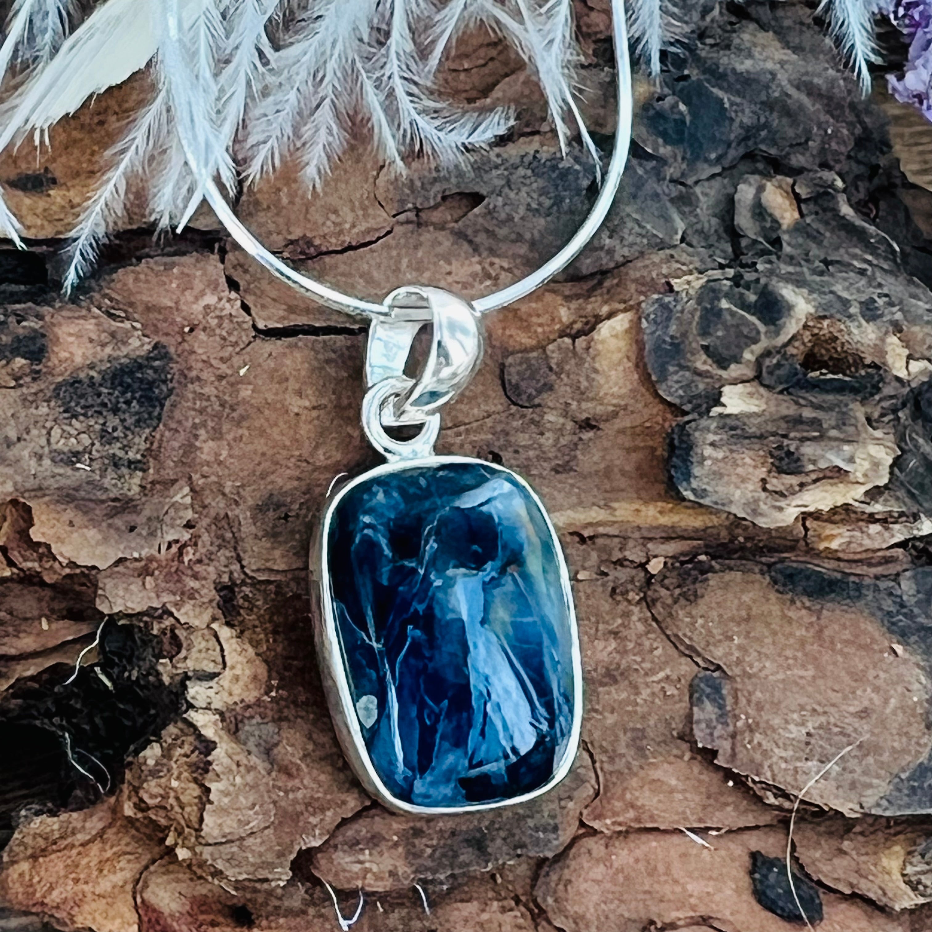 Pietersite Small Rectangular Pendant Necklace