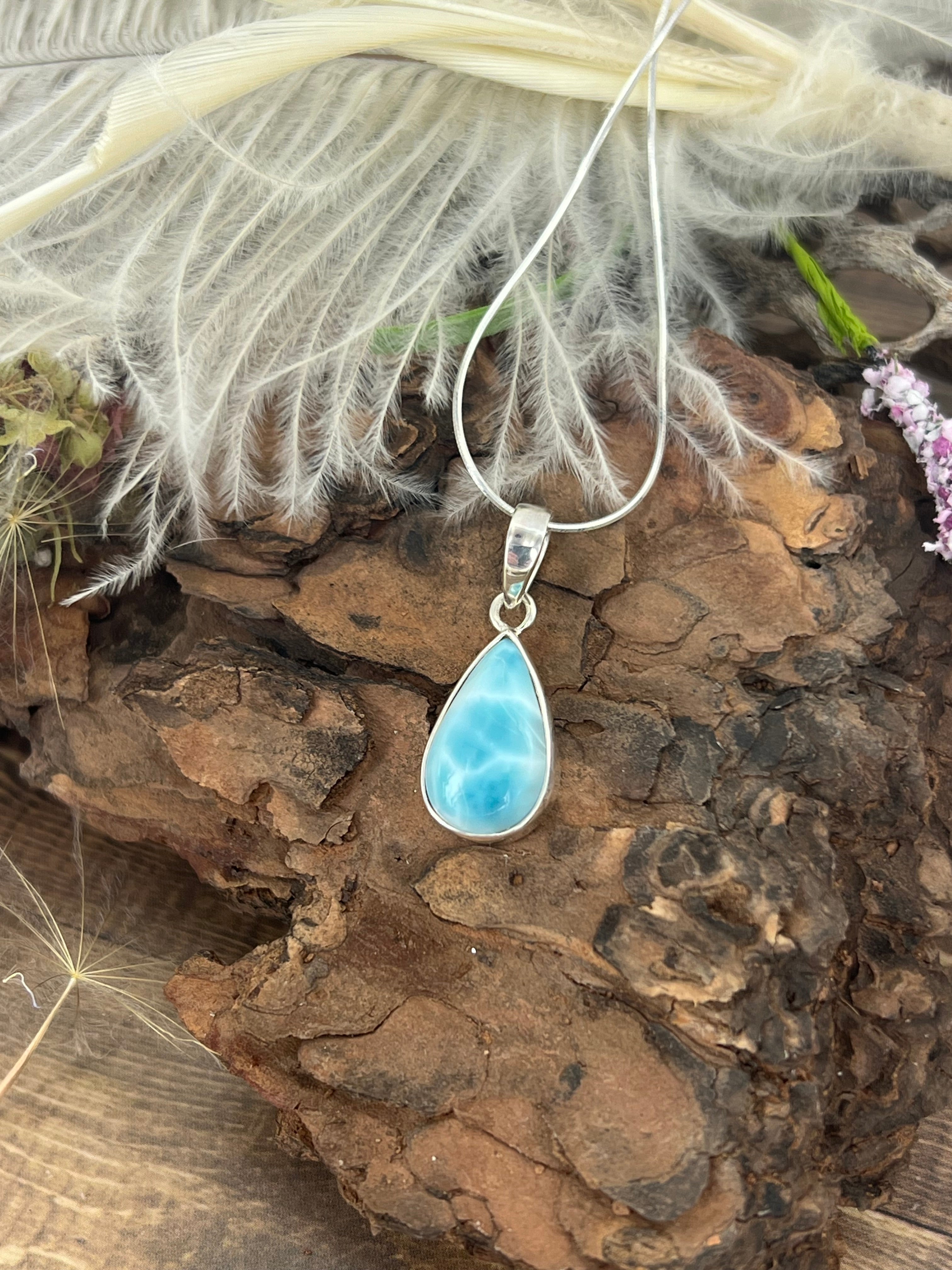 Larimar small Teardrop Pendant Necklace