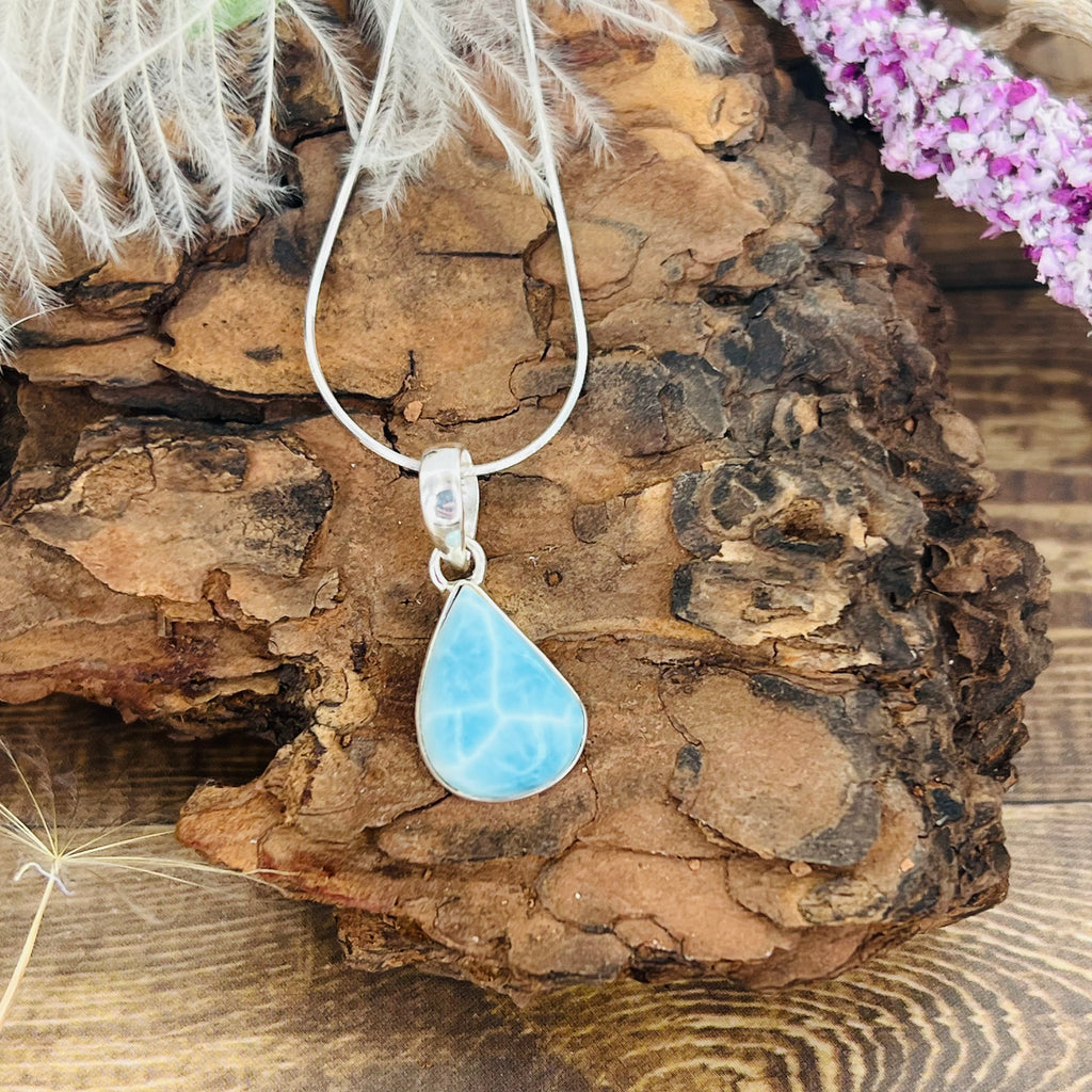 Larimar small teardrop Pendant Necklace