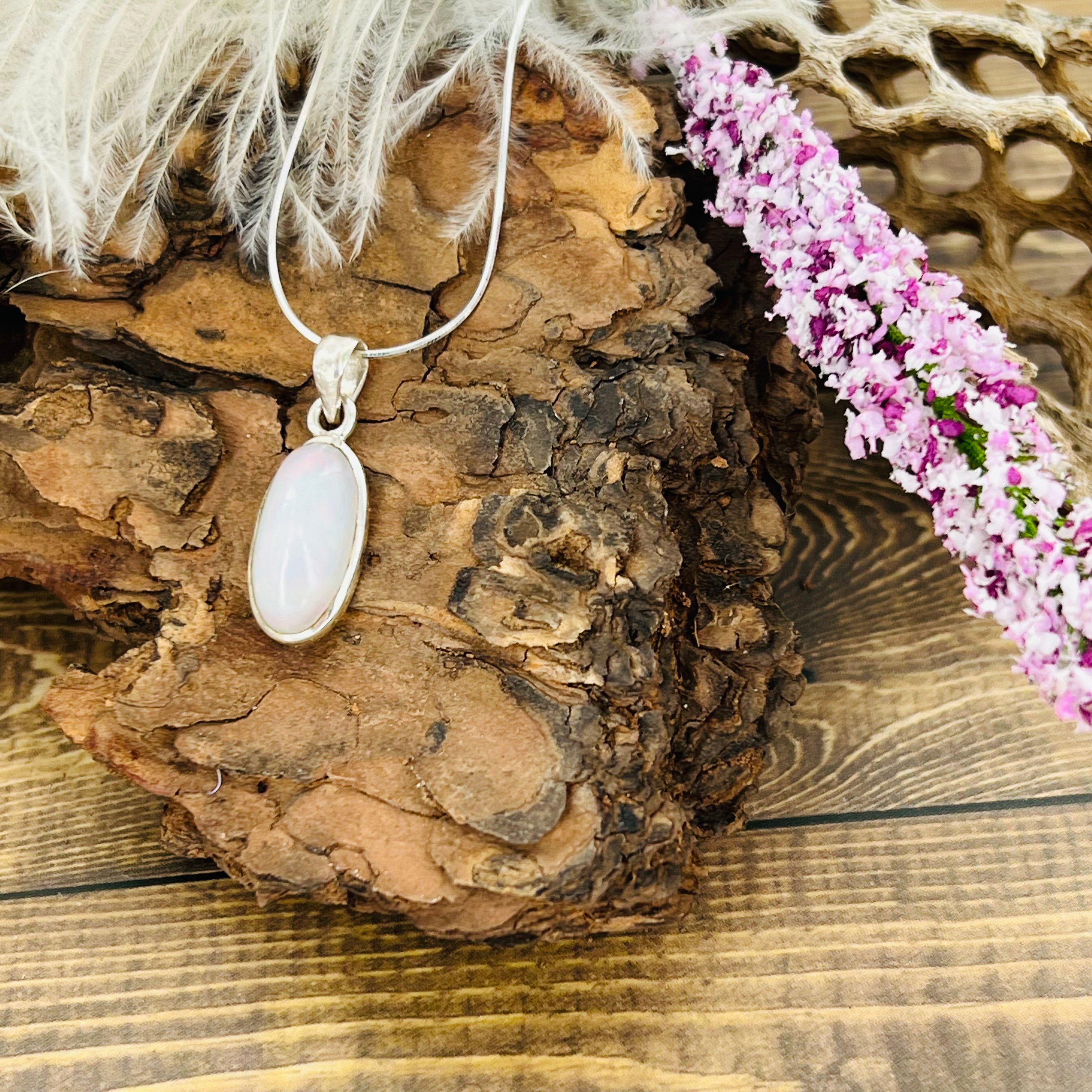 Opal Small Oval Pendant Necklace