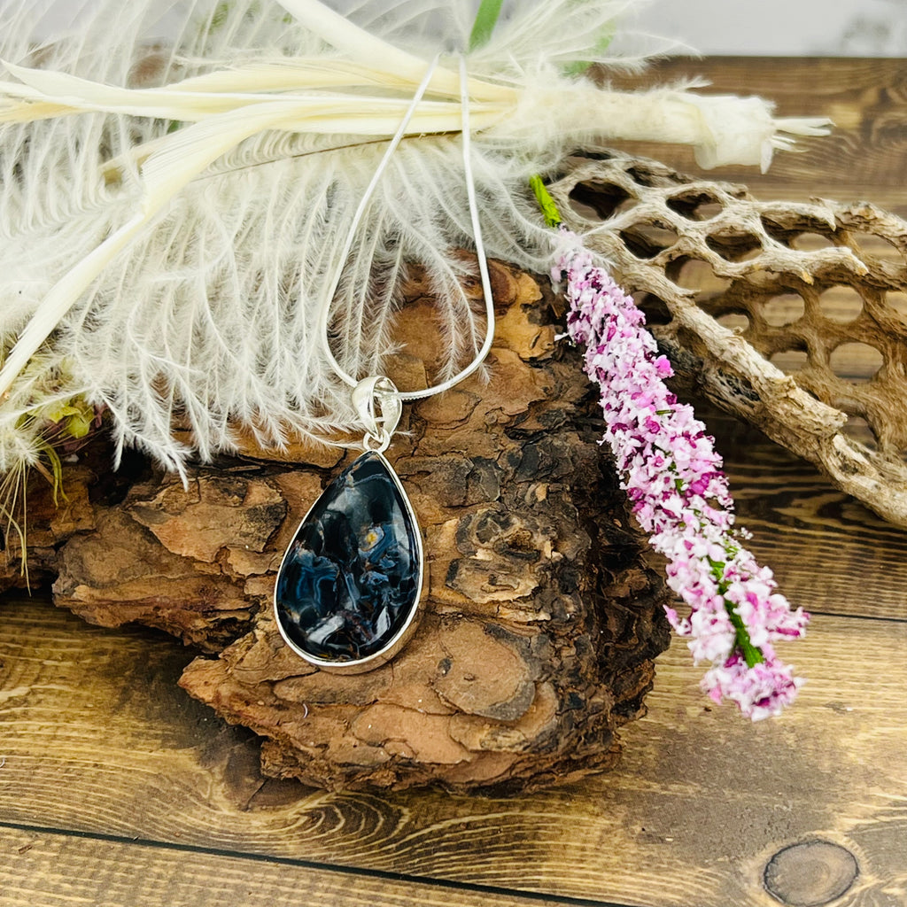 Pietersite Large Teardrop Pendant Necklace