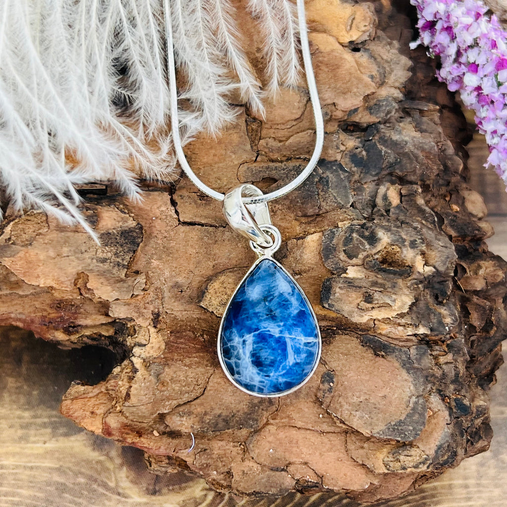 Sodalite Medium Teardrop Pendant Necklace