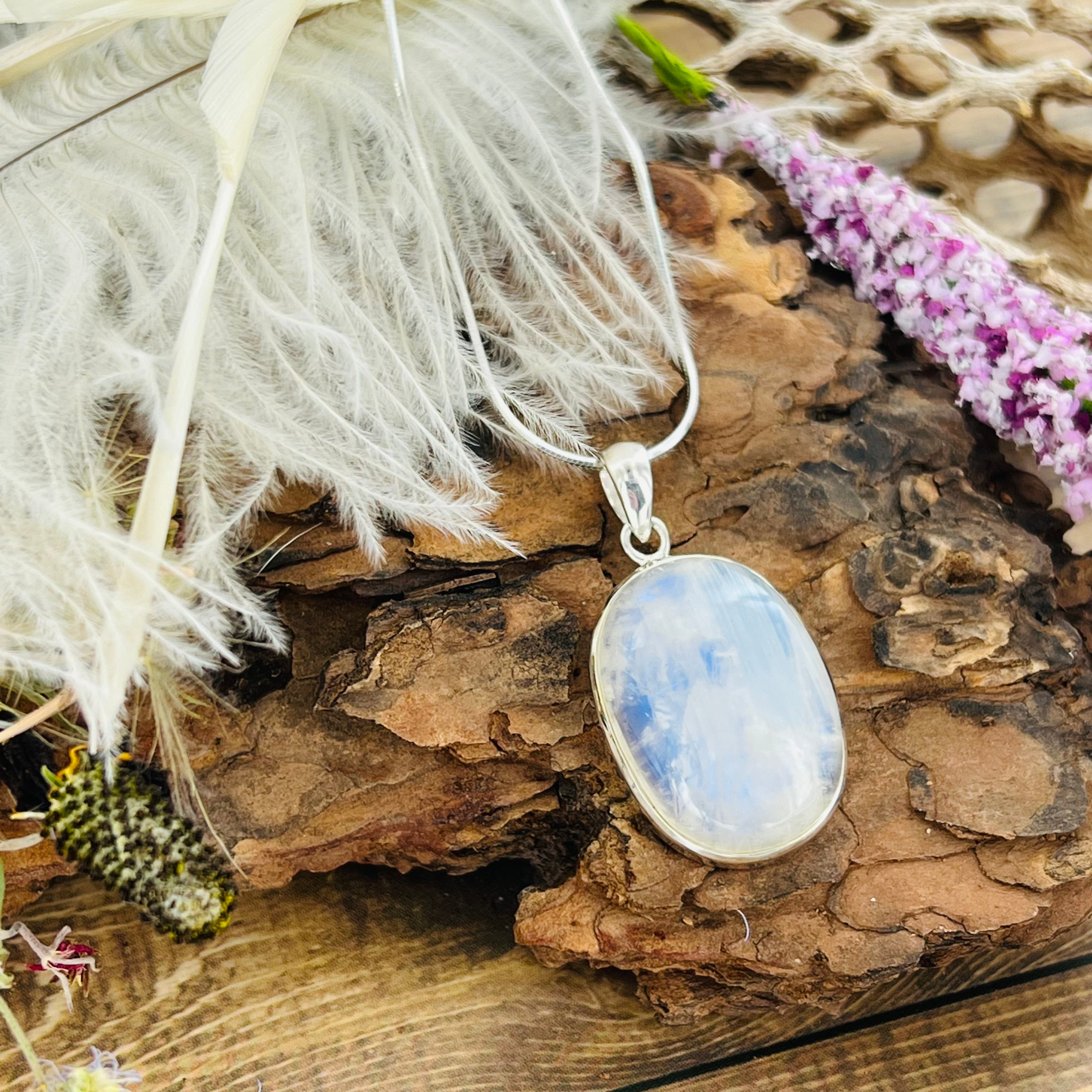 Moonstone Large Oval Pendant Necklace
