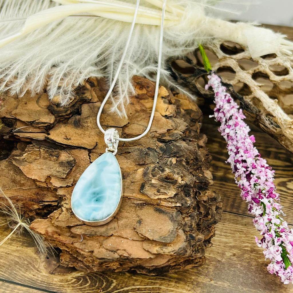 Larimar Large Teardrop Pendant Necklace