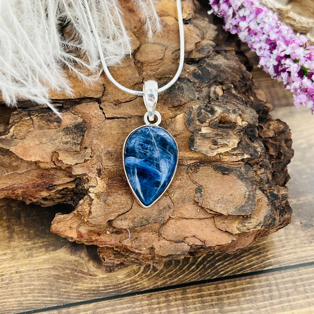 Sodalite Medium down Teardrop Pendant Necklace
