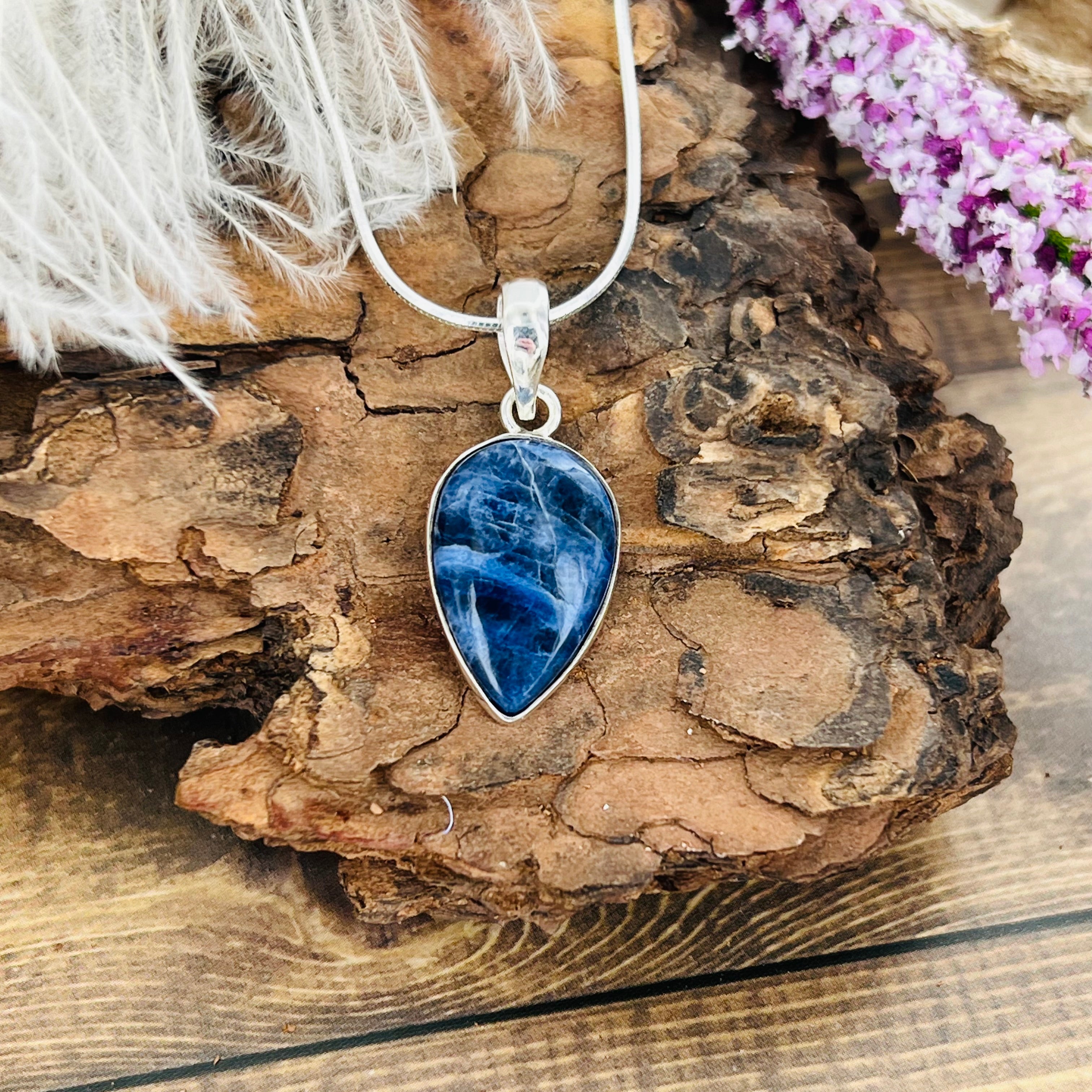 Sodalite Medium down Teardrop Pendant Necklace