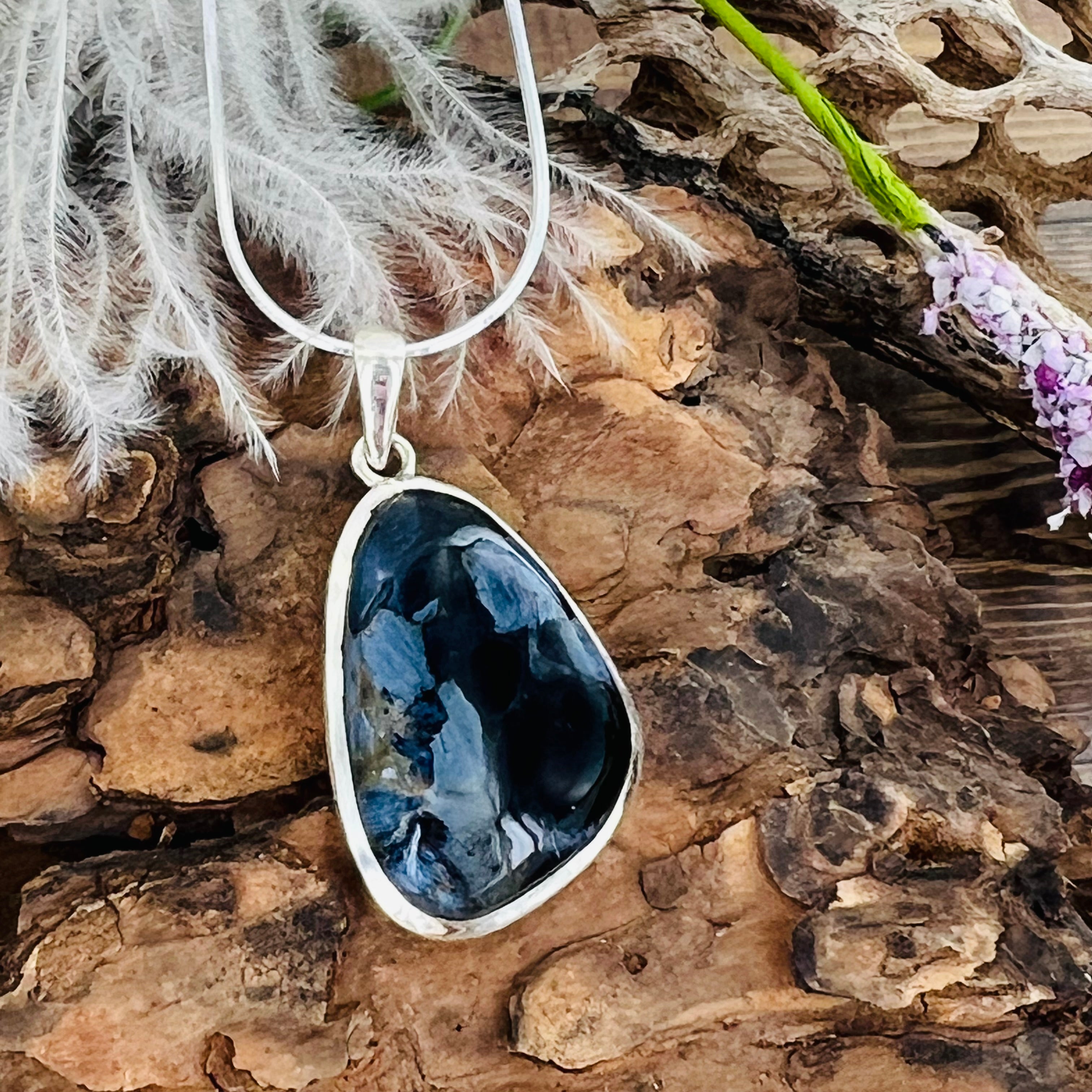 Pietersite Large Triangular Pendant Necklace