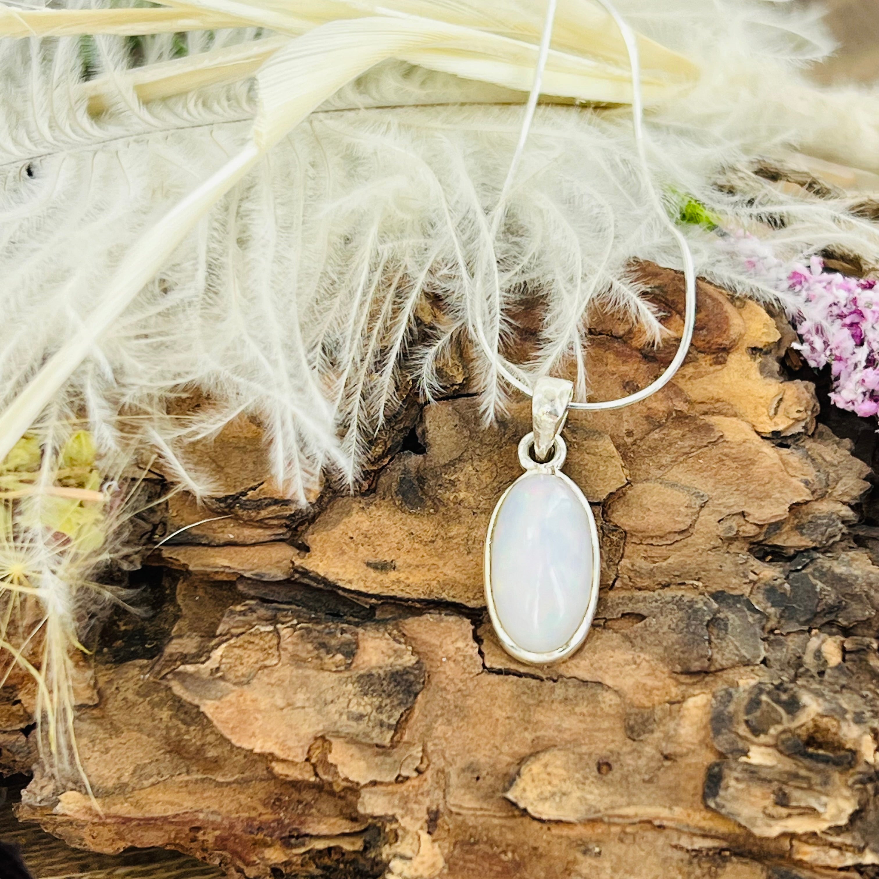 Opal Small Oval Pendant Necklace