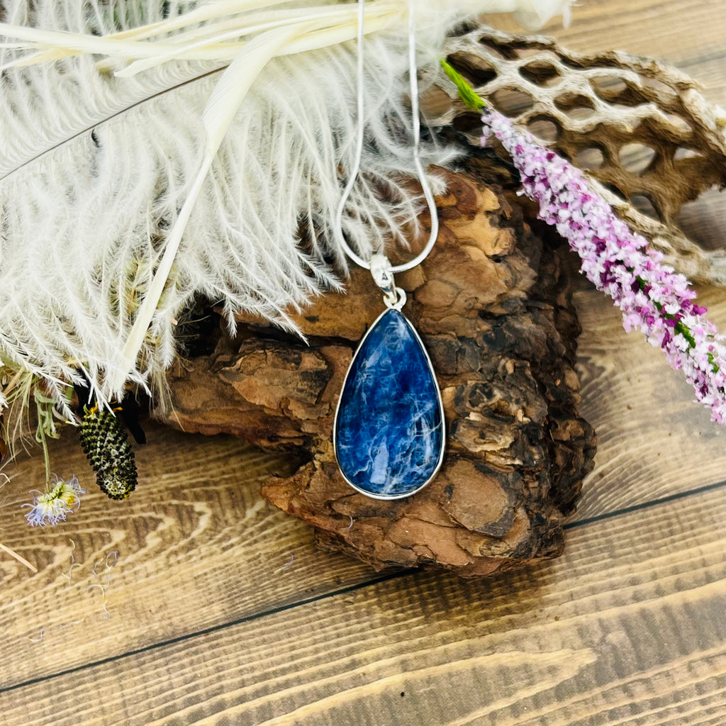 Sodalite Large Teardrop Pendant Necklace