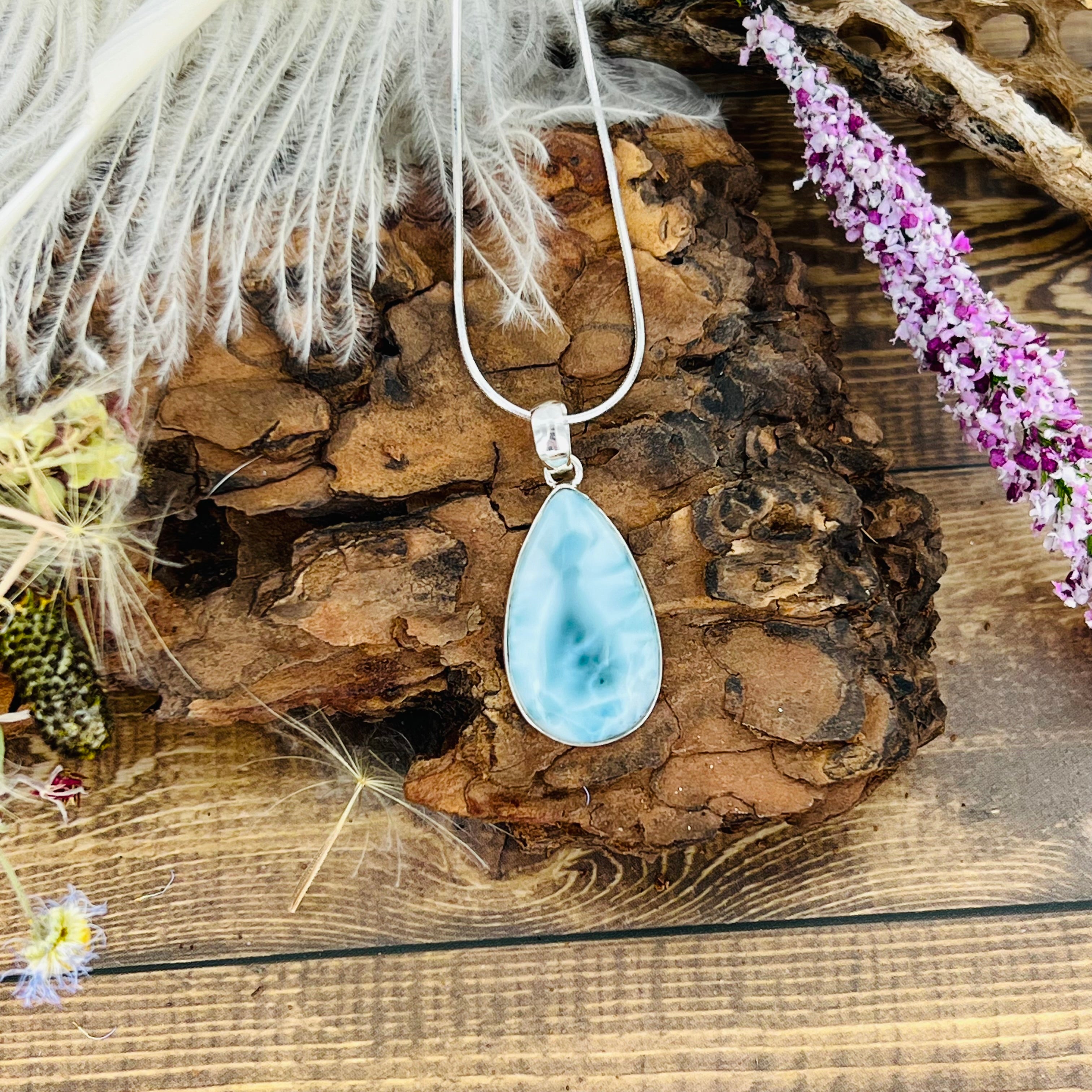 Larimar Large Teardrop Pendant Necklace