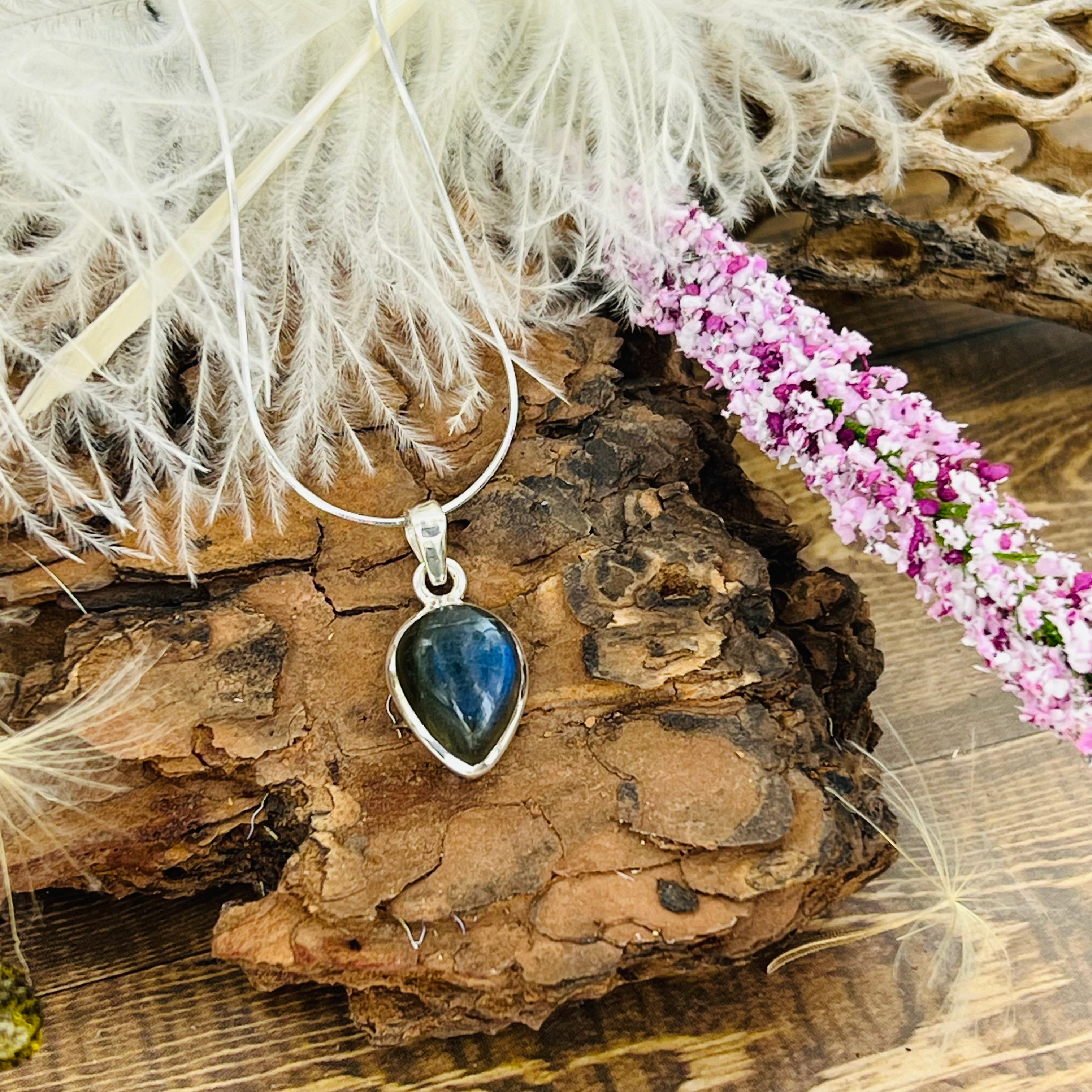 Labradorite Small Tear Drop pendant Necklace