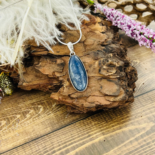 Kyanite Medium Long Oval Pendant Necklace