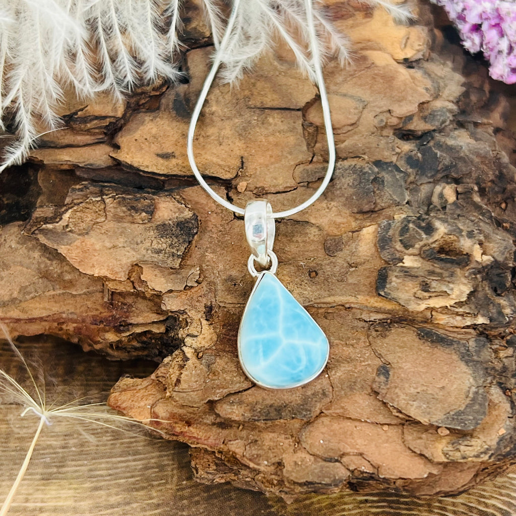 Larimar small teardrop Pendant Necklace