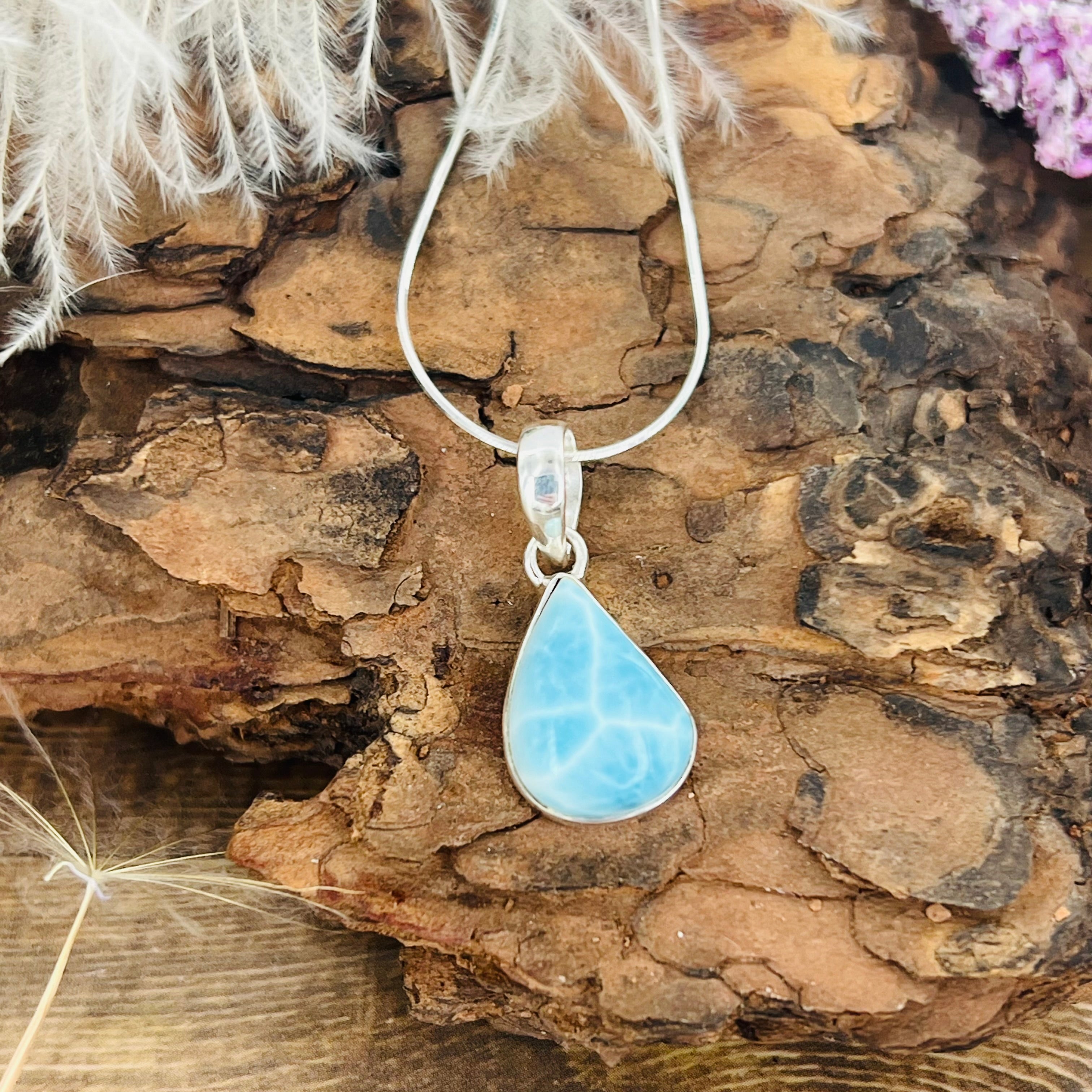 Larimar small teardrop Pendant Necklace