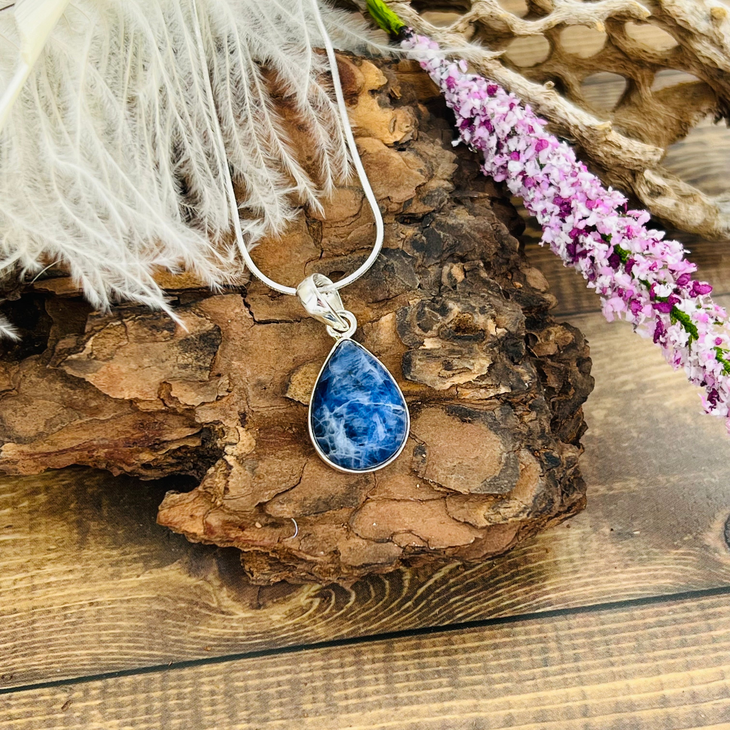 Sodalite Medium Teardrop Pendant Necklace