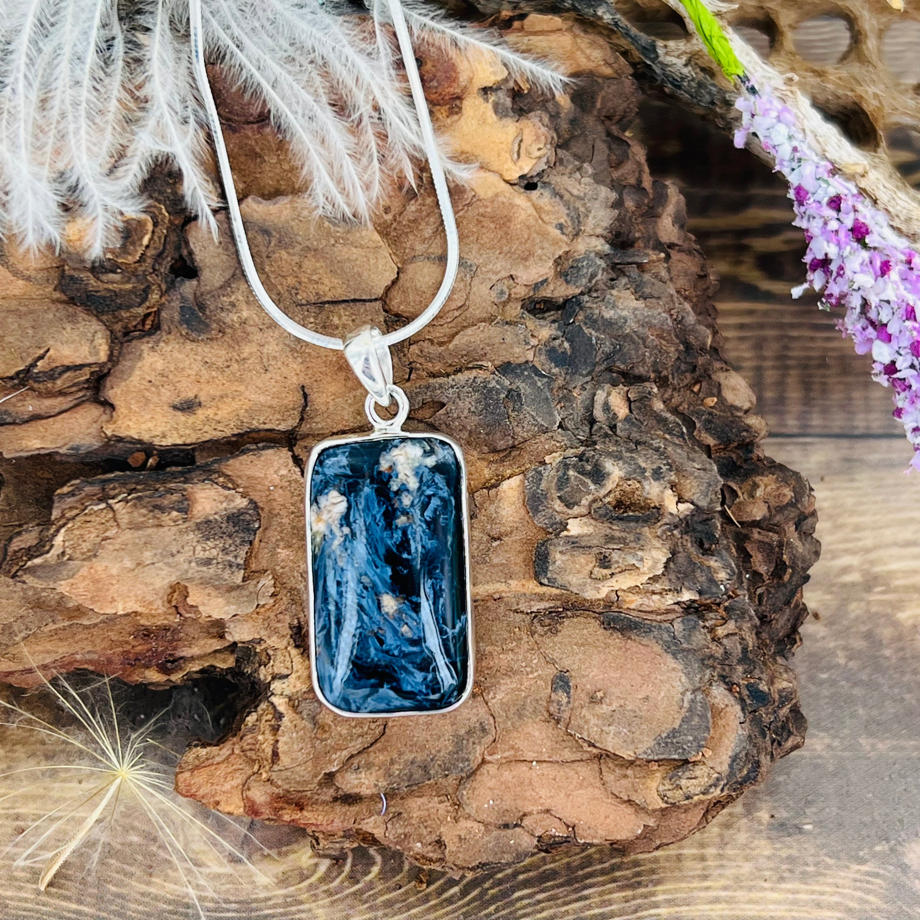 Pietersite Large Rectangular Pendant Necklace