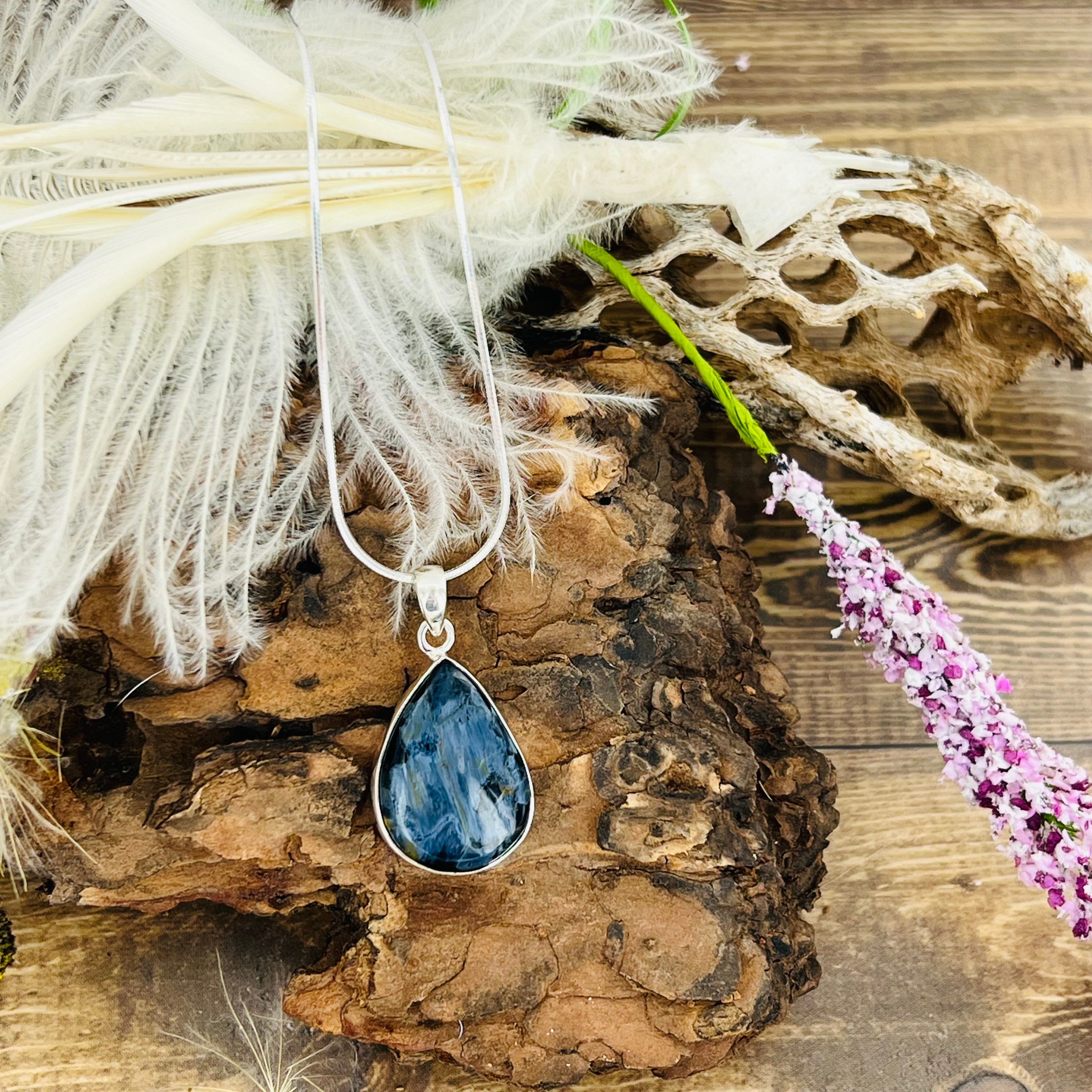 Pietersite Medium Teardrop Pendant Necklace