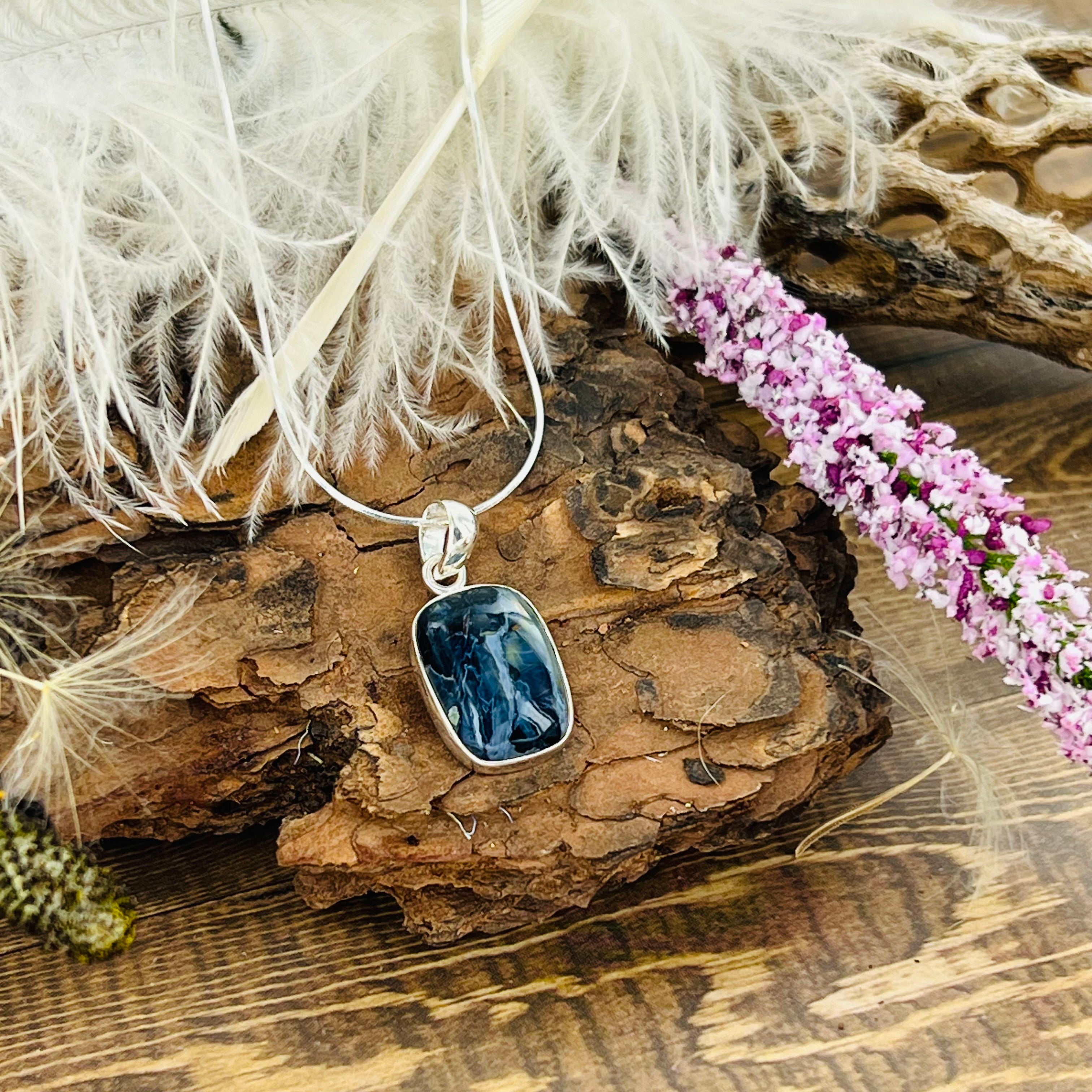 Pietersite Small Rectangular Pendant Necklace