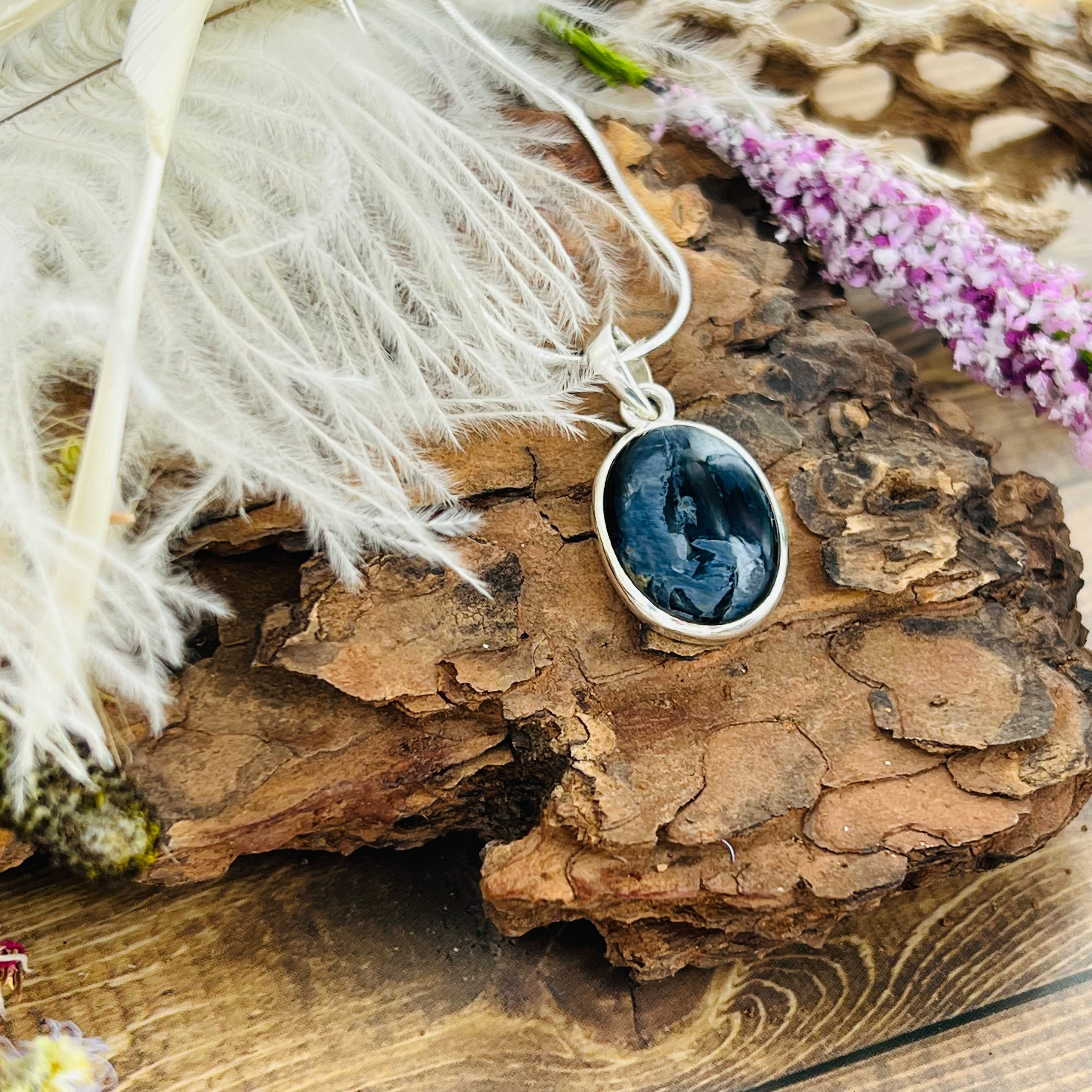 Pietersite small Oval Pendant Necklace