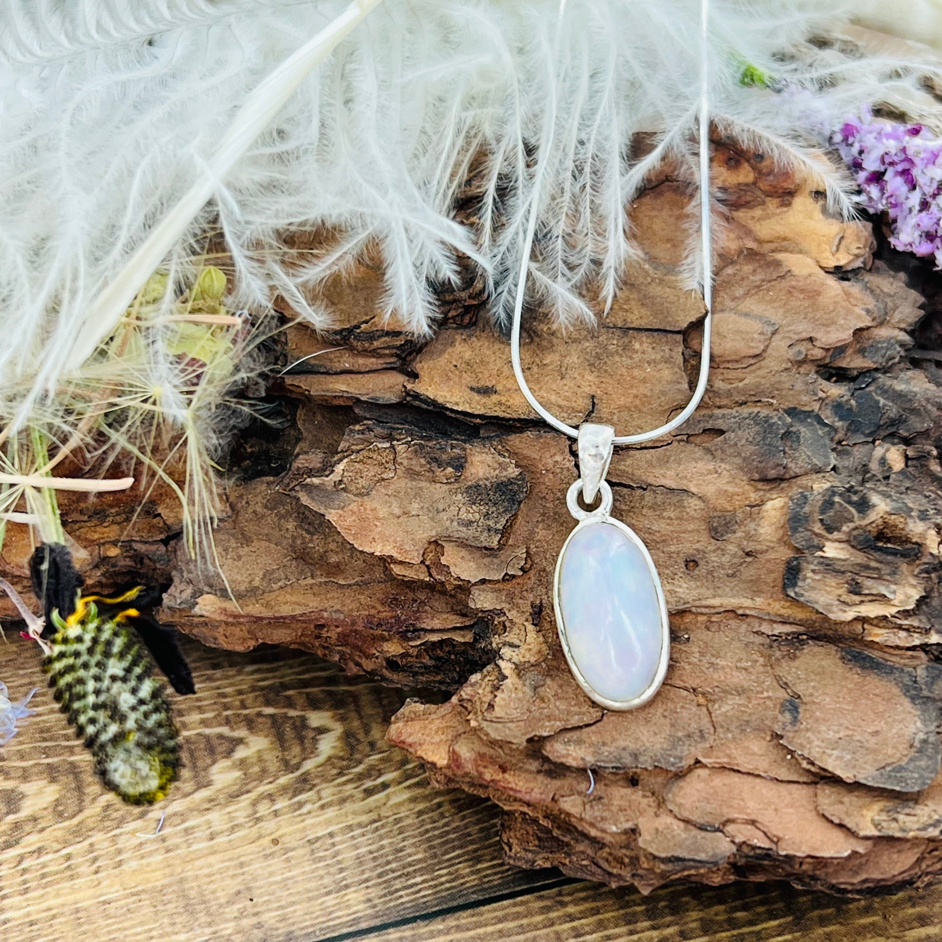 Opal Small Oval Pendant Necklace
