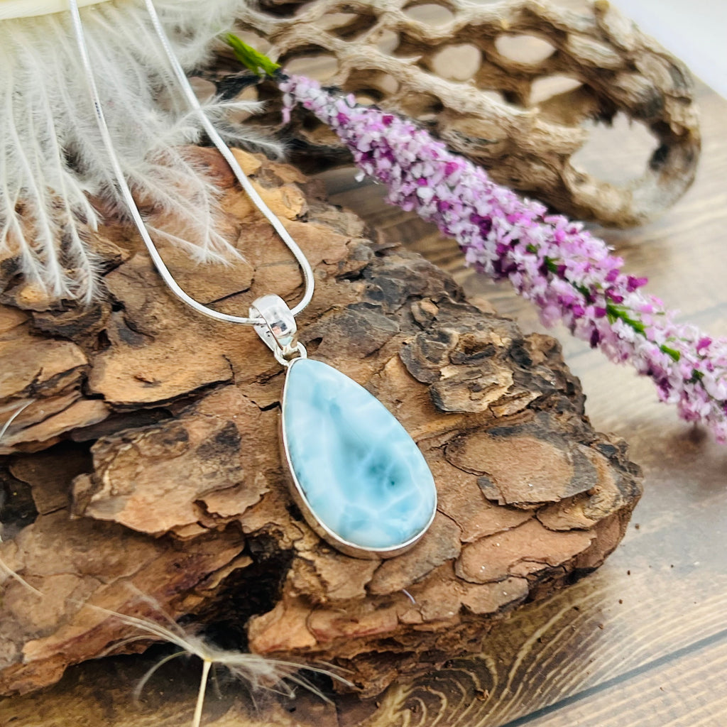 Larimar Large Teardrop Pendant Necklace