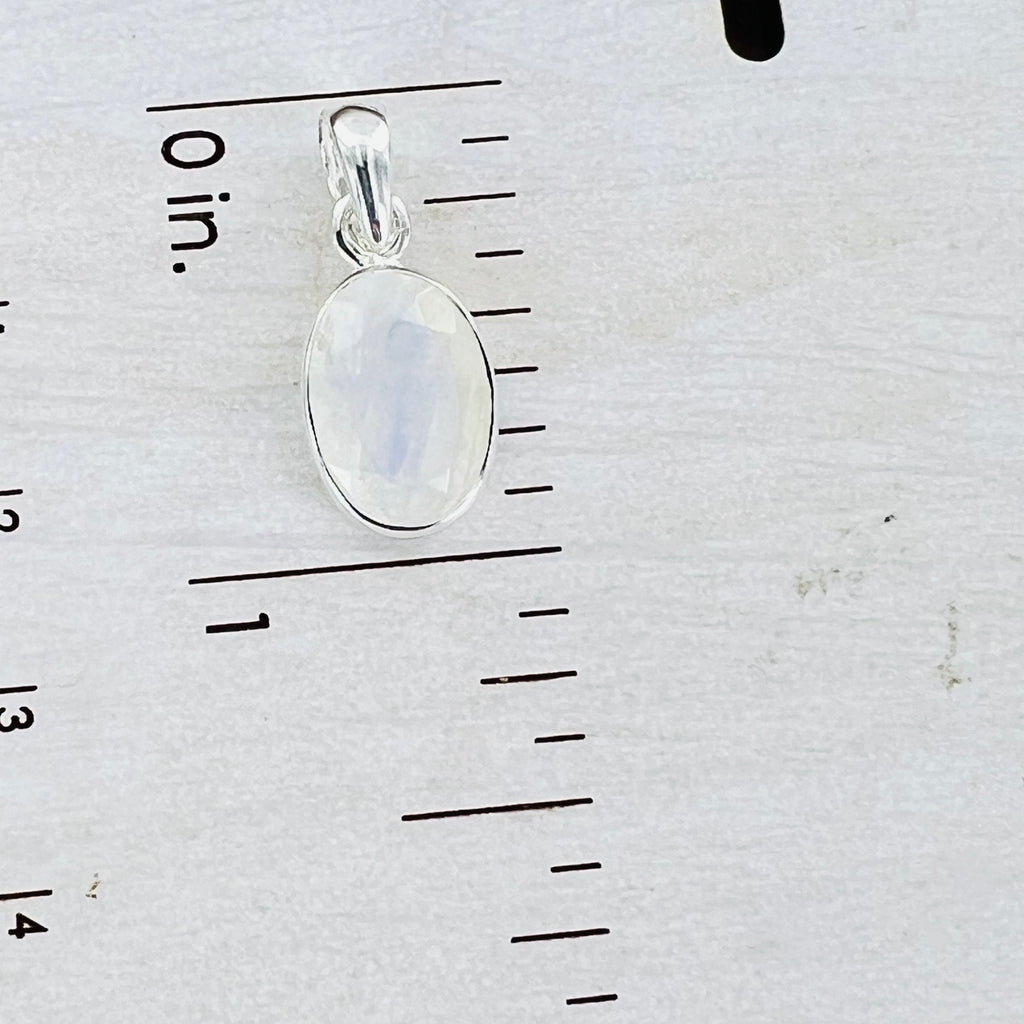 Moonstone Faceted small dainty Oval pendant necklace