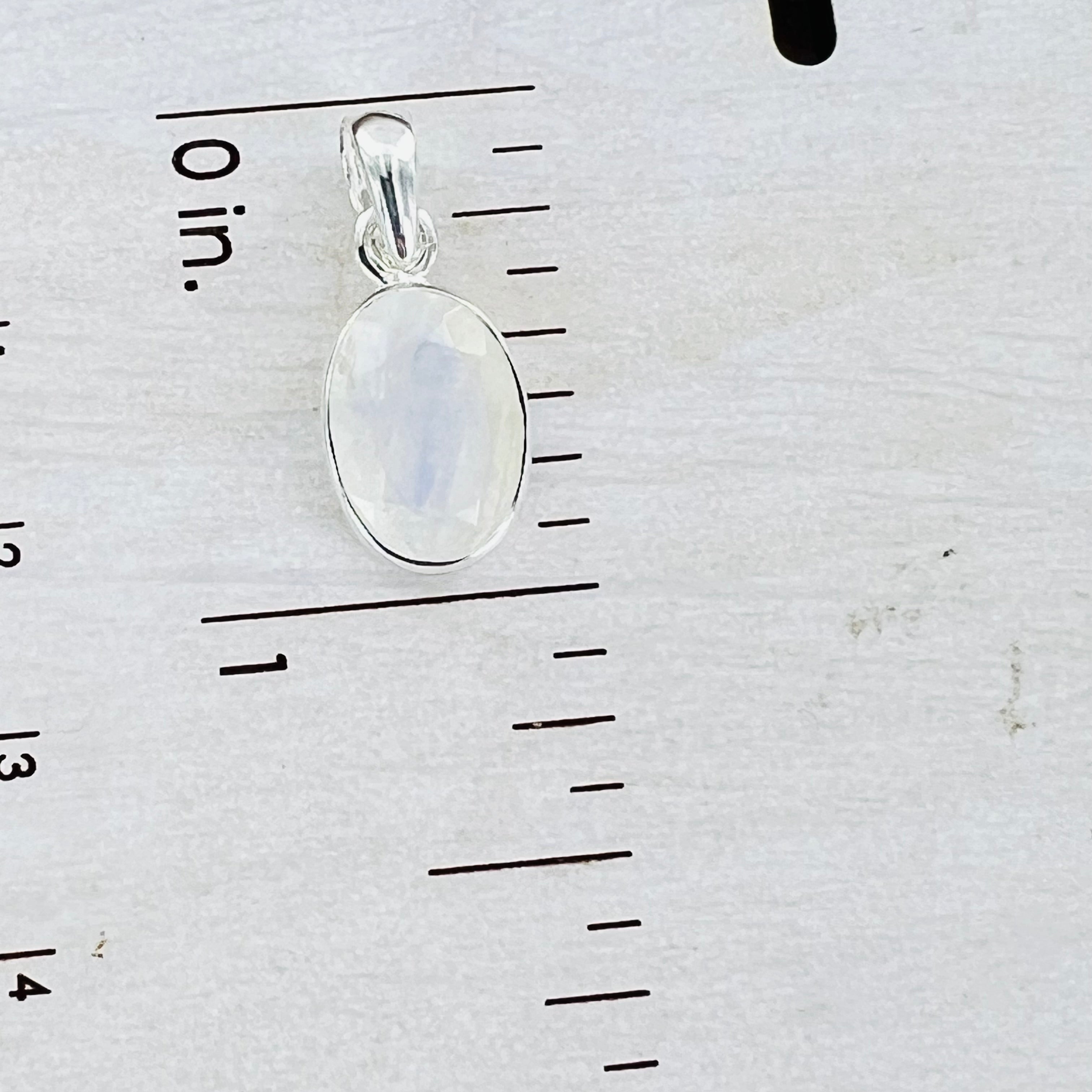 Moonstone Faceted small dainty Oval pendant necklace