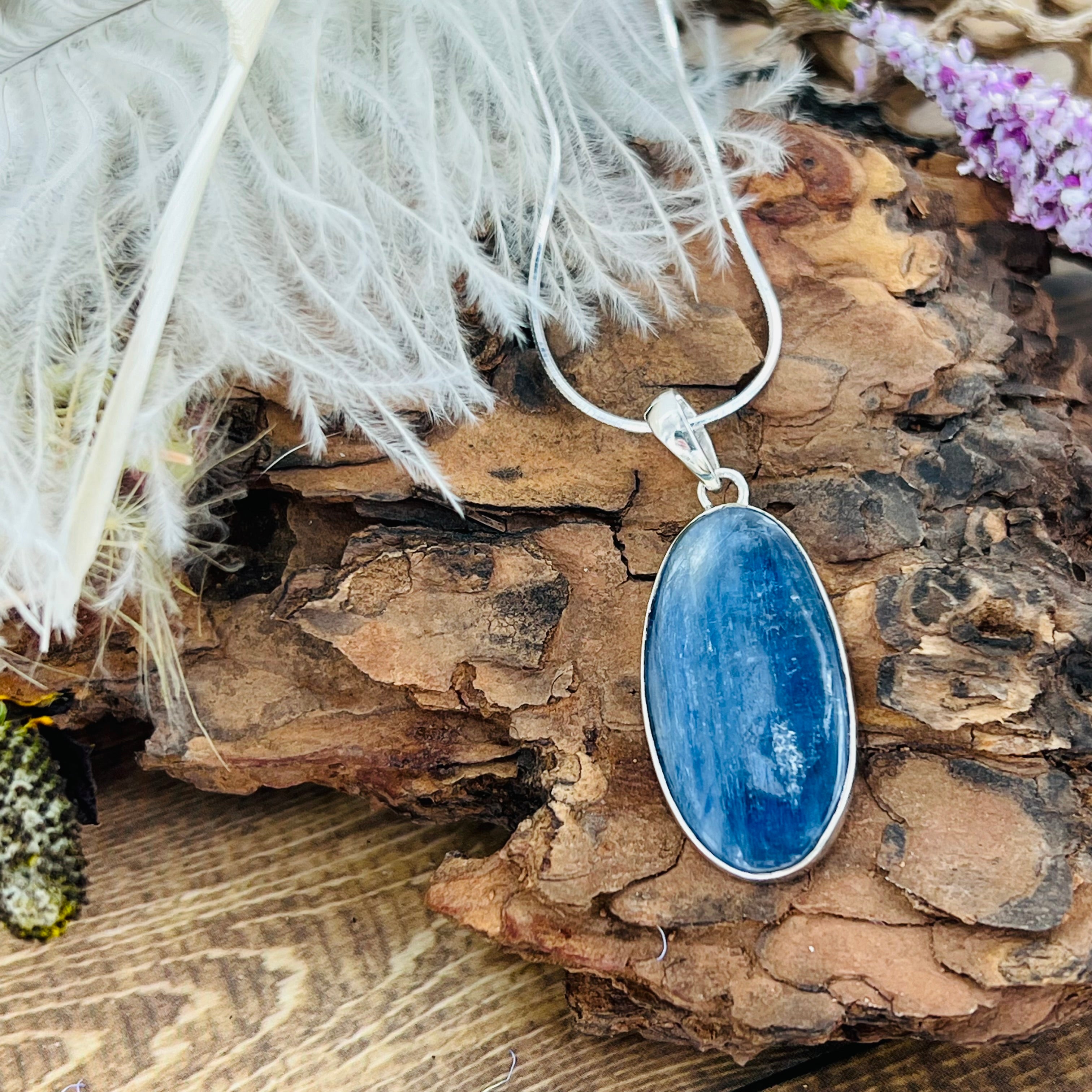 Kyanite Large Oval Pendant Necklace