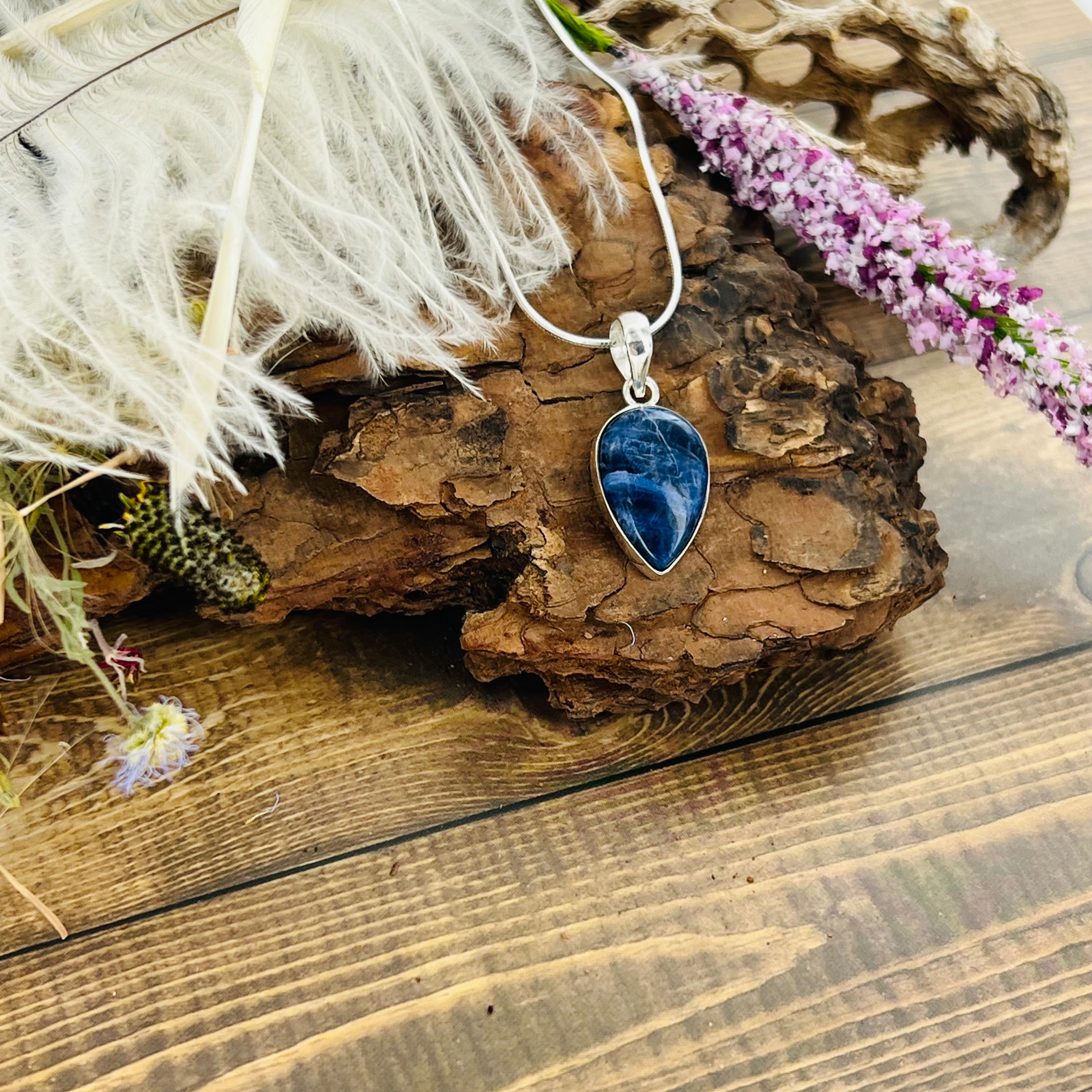 Sodalite Medium down Teardrop Pendant Necklace