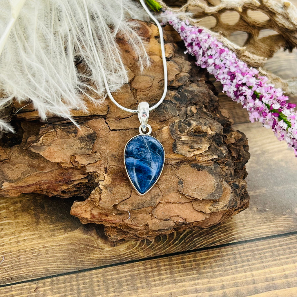 Sodalite Medium down Teardrop Pendant Necklace