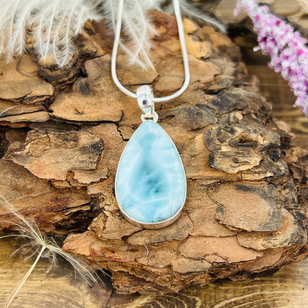 Larimar Large Teardrop Pendant Necklace