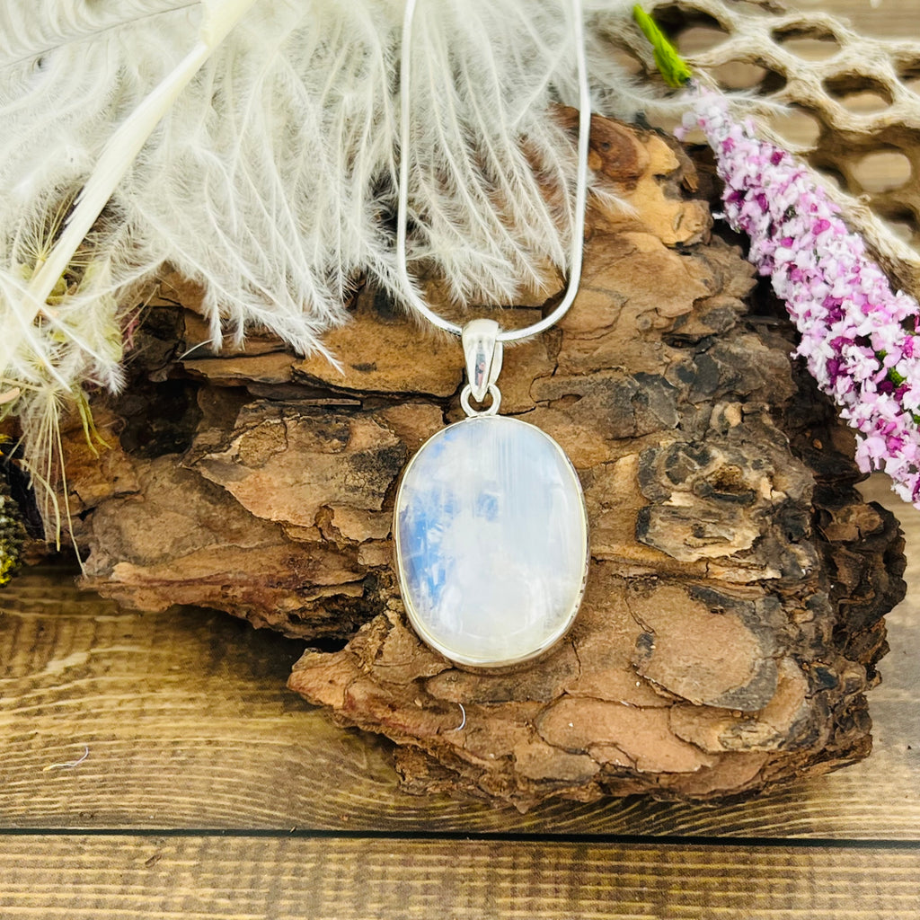 Moonstone Large Oval Pendant Necklace