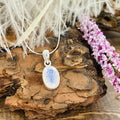 Moonstone Faceted small dainty Oval pendant necklace