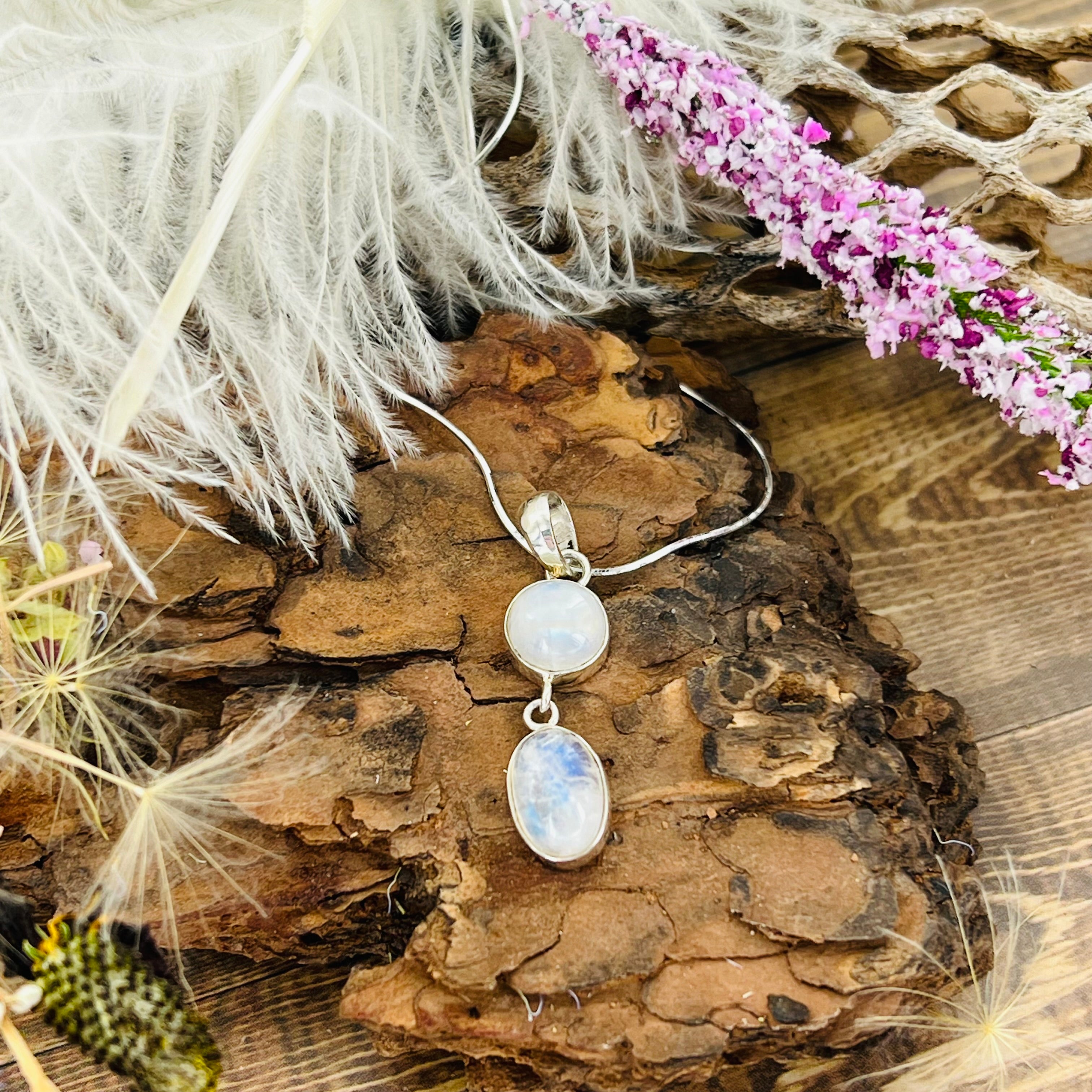 Moonstone dainty two tier pendant Necklace.