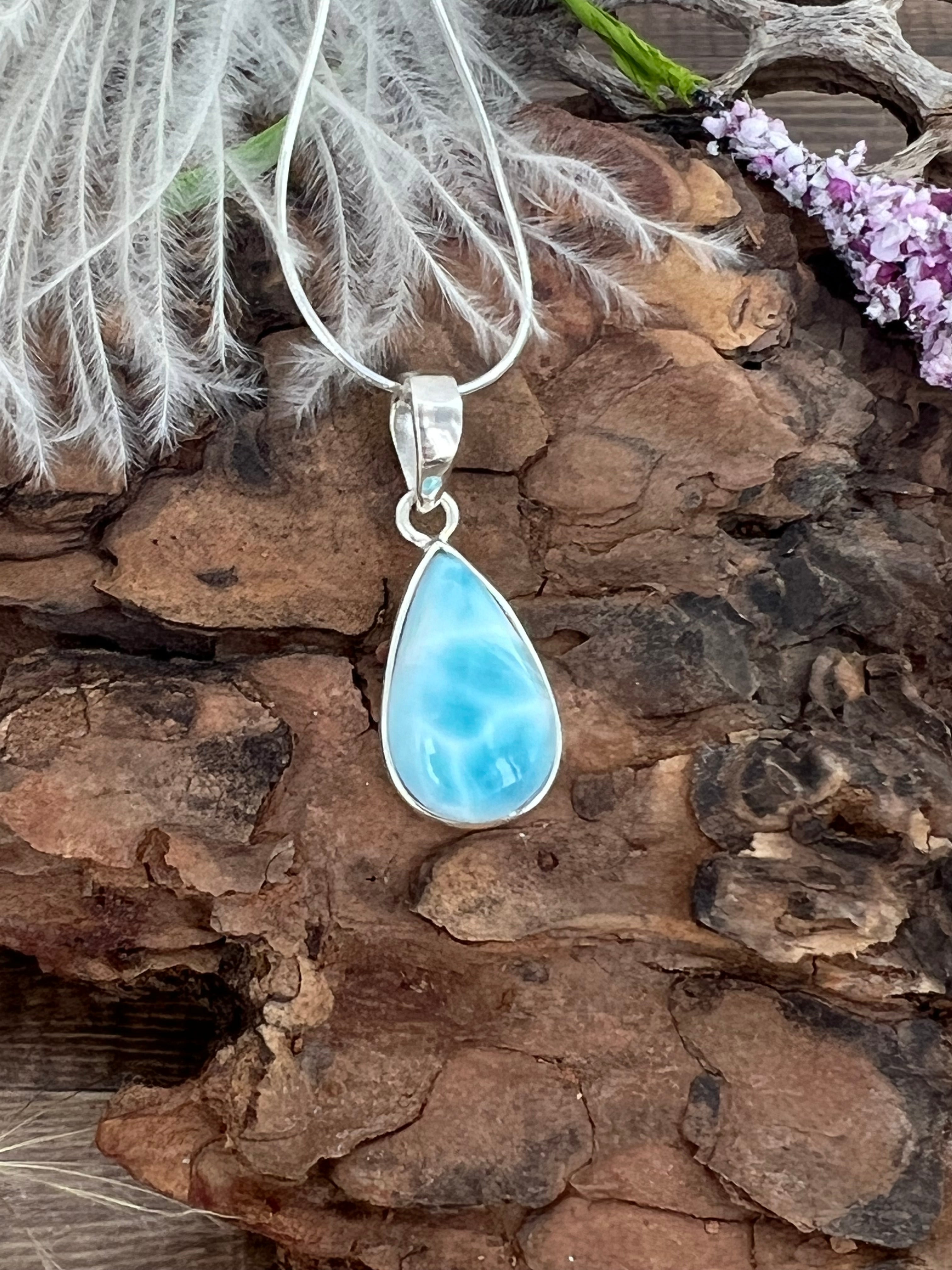 Larimar small Teardrop Pendant Necklace