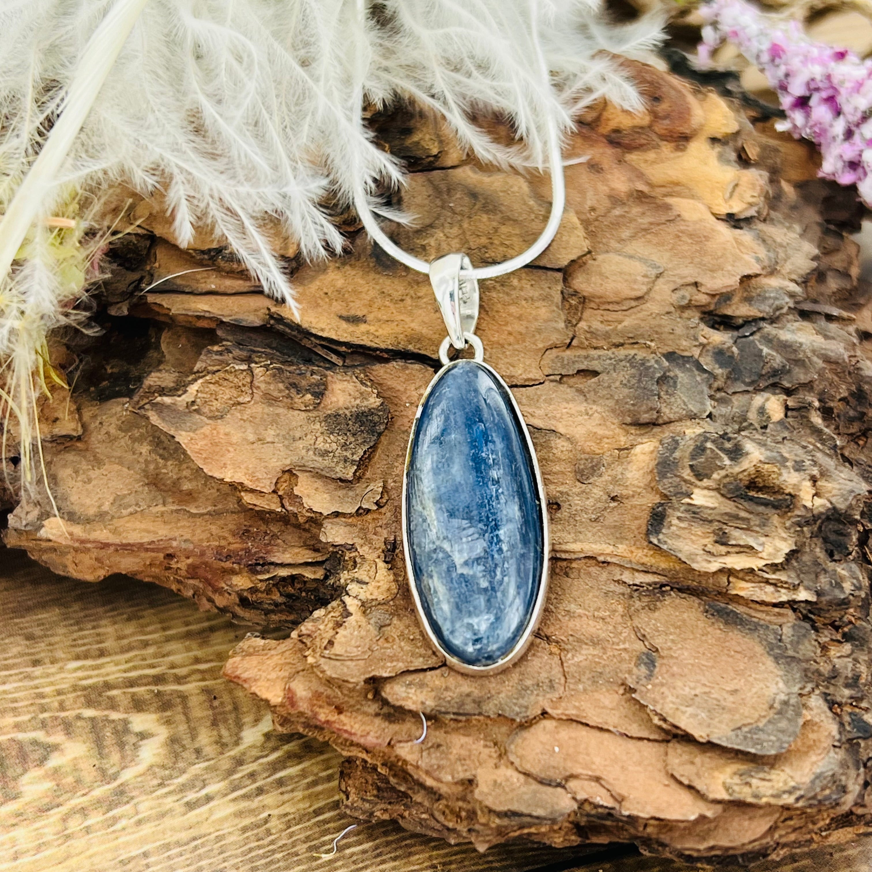 Kyanite Medium Long Oval Pendant Necklace