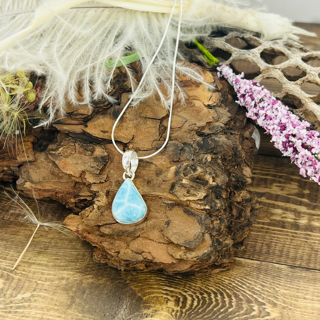 Larimar small teardrop Pendant Necklace