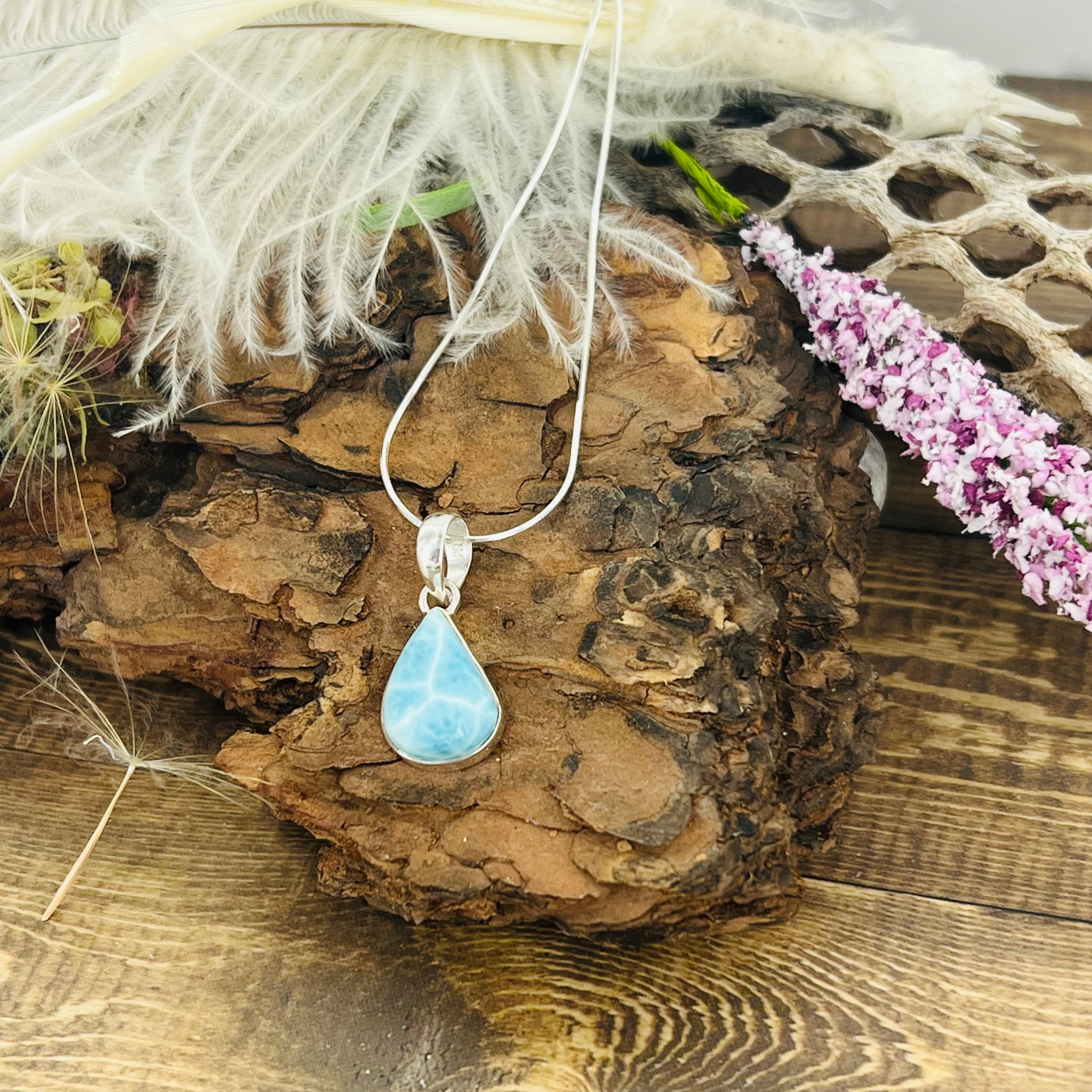 Larimar small teardrop Pendant Necklace