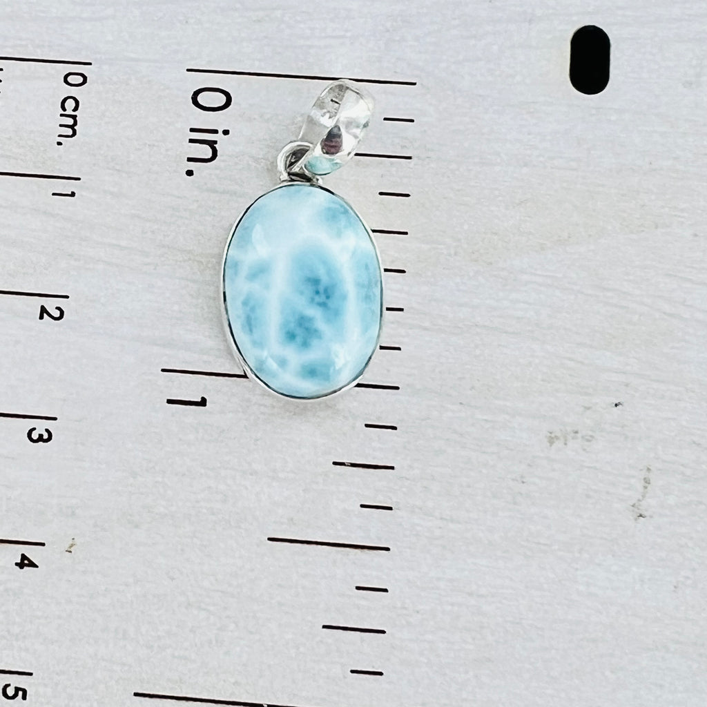Larimar small Oval Pendant Necklace