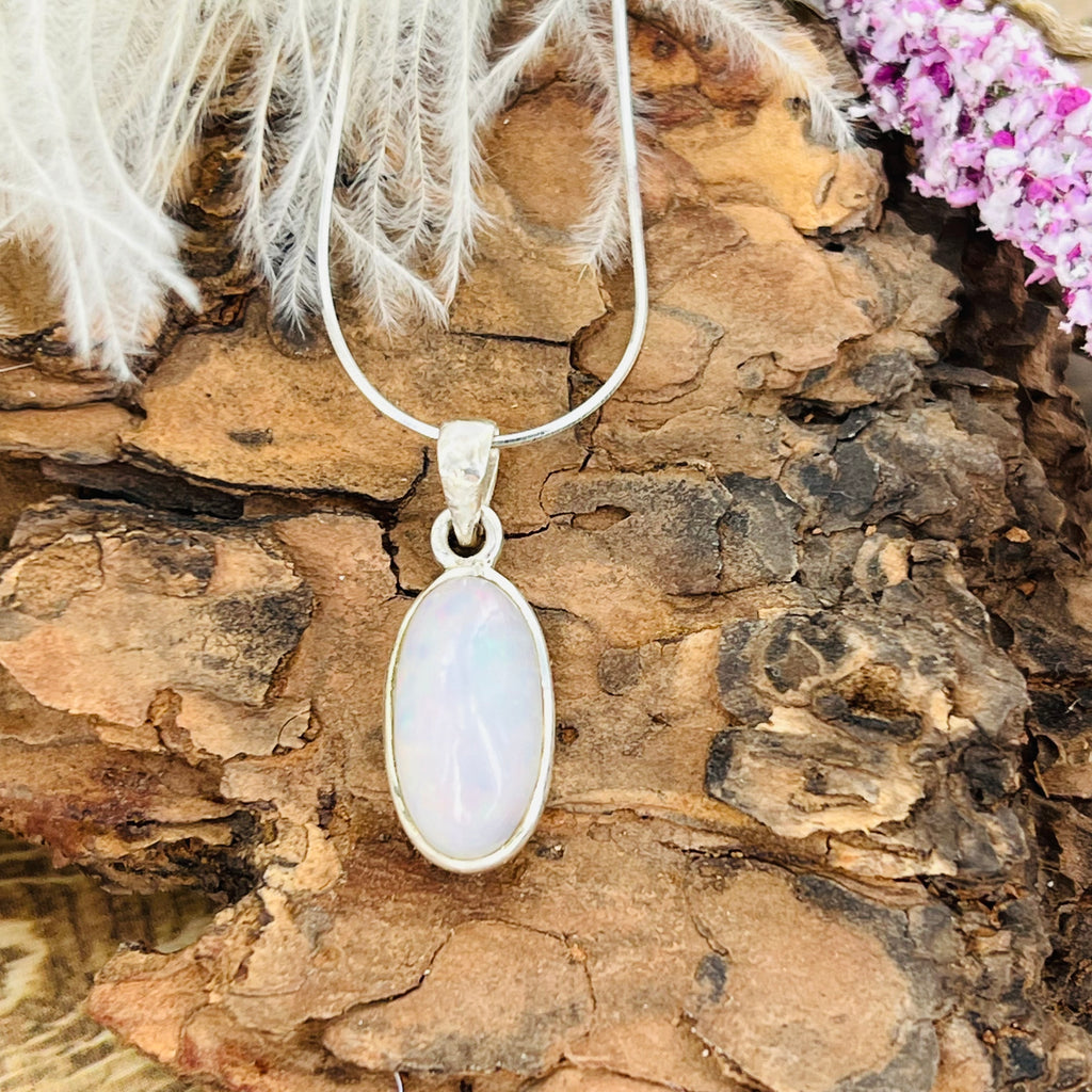 Opal Small Oval Pendant Necklace